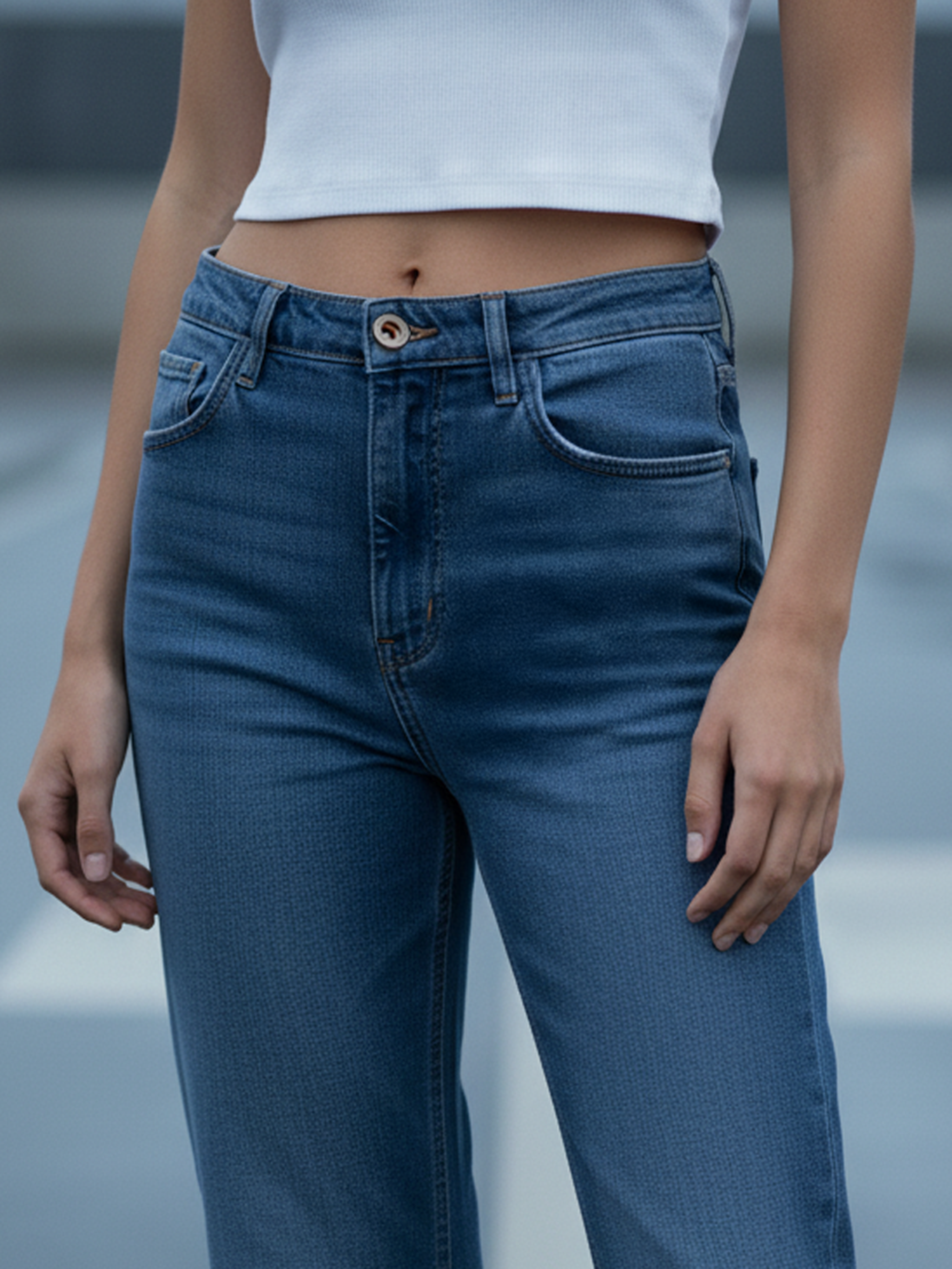 Stone Plain Boot Cut Jeans For Women