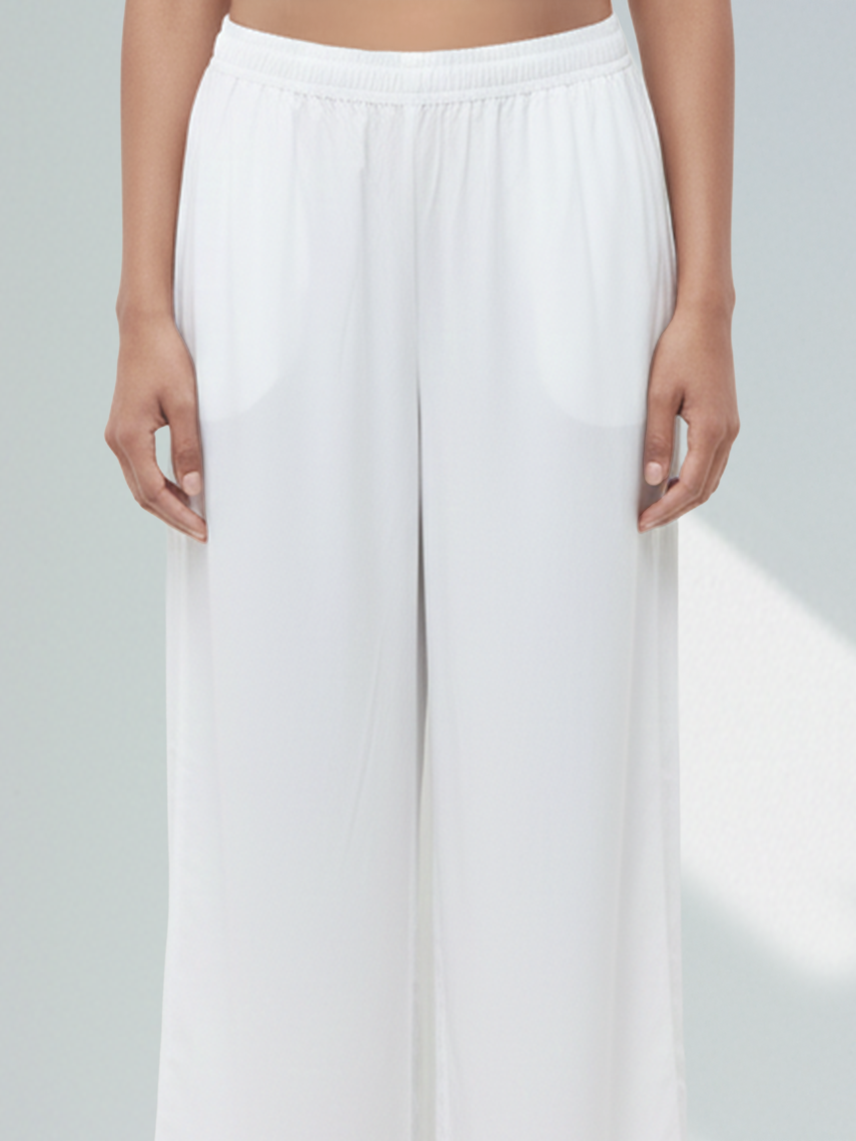 White Plain Single Pocket Palazzo For Women