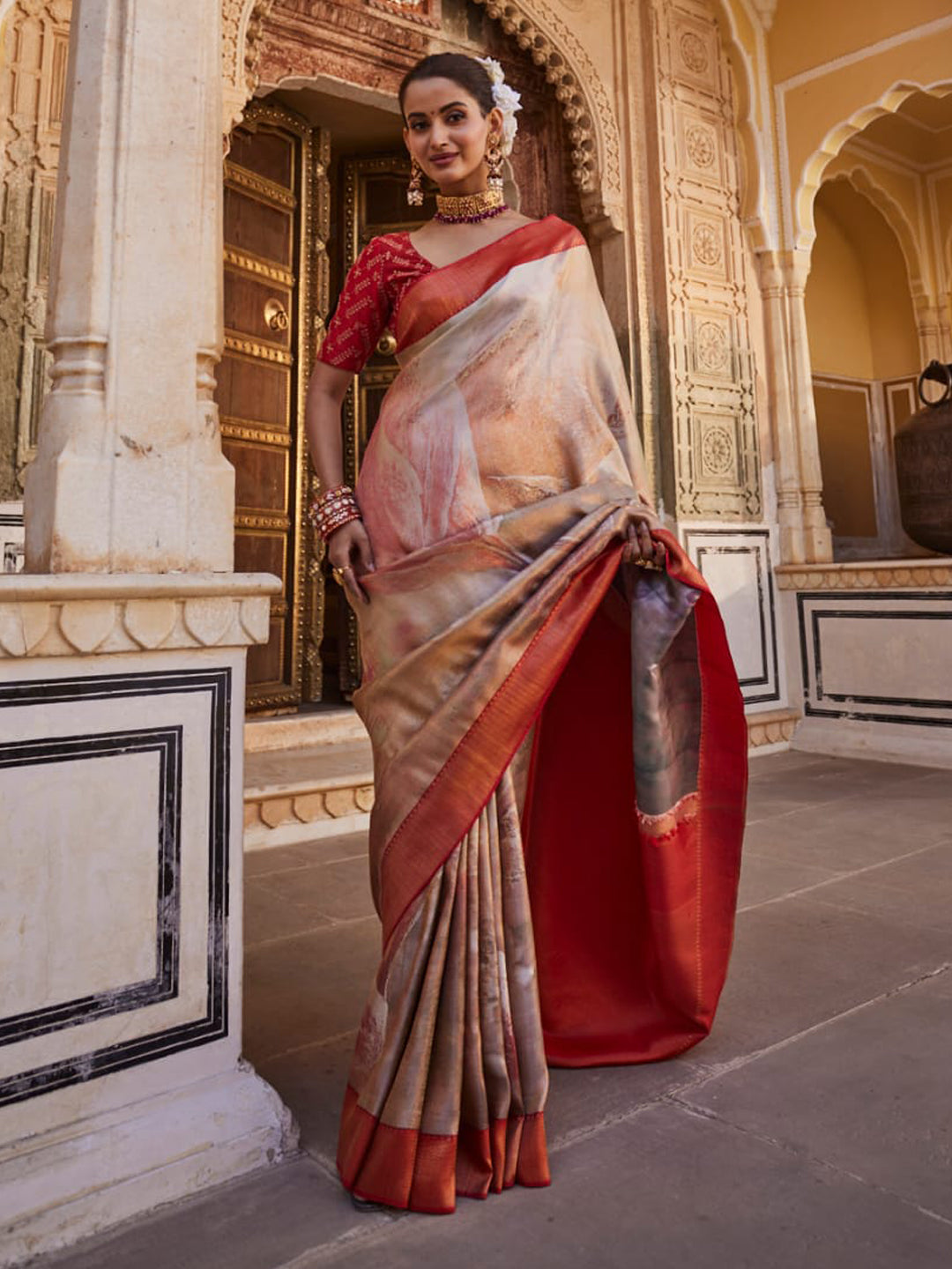 Floral Or Nature -Inspired Motifs Kanjeepuram Silk Saree