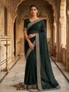 Organza Stone Bottle-Green Saree