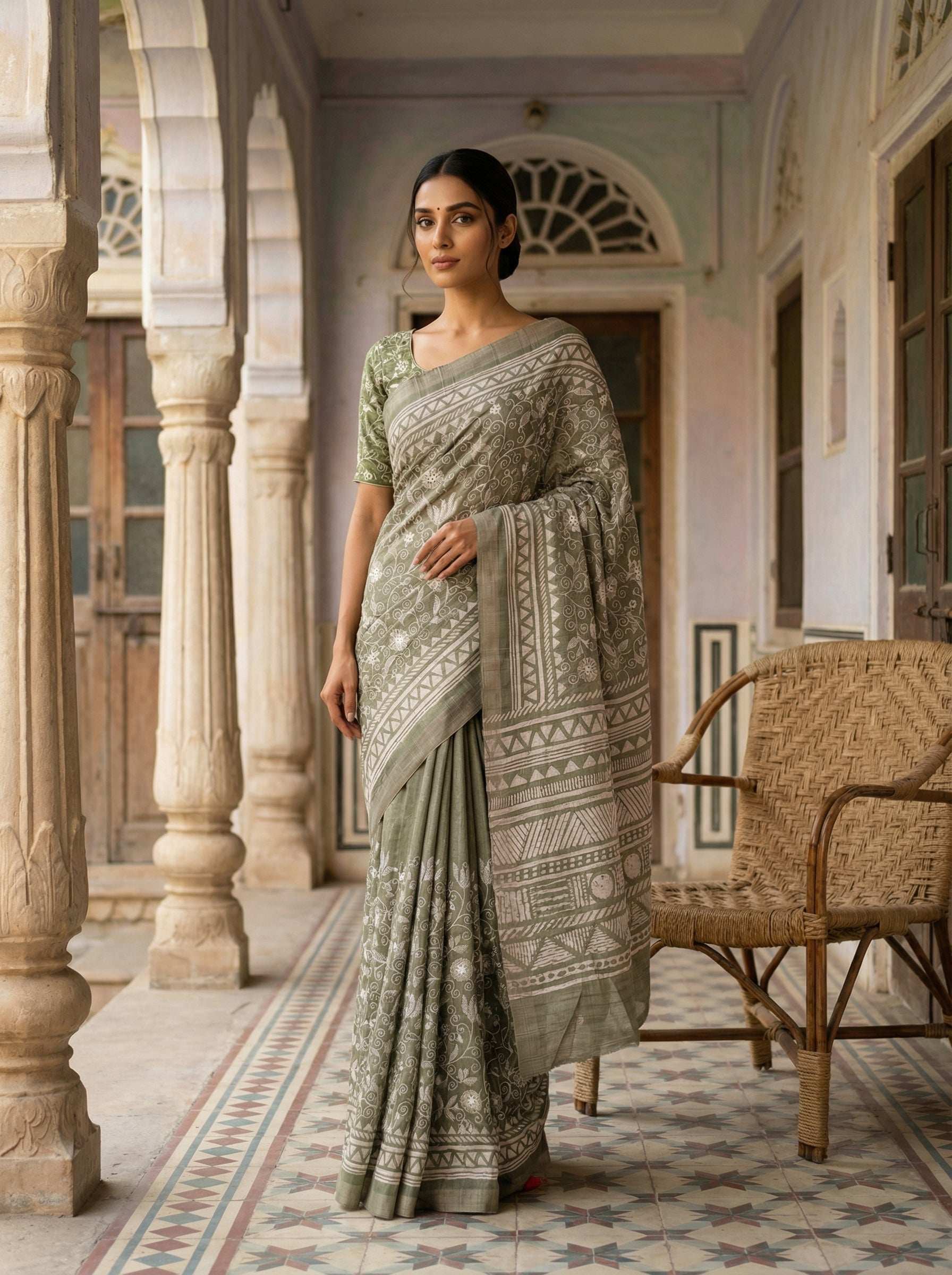 Pastel Green Heavy Embroidery Ethnic Wear Saree