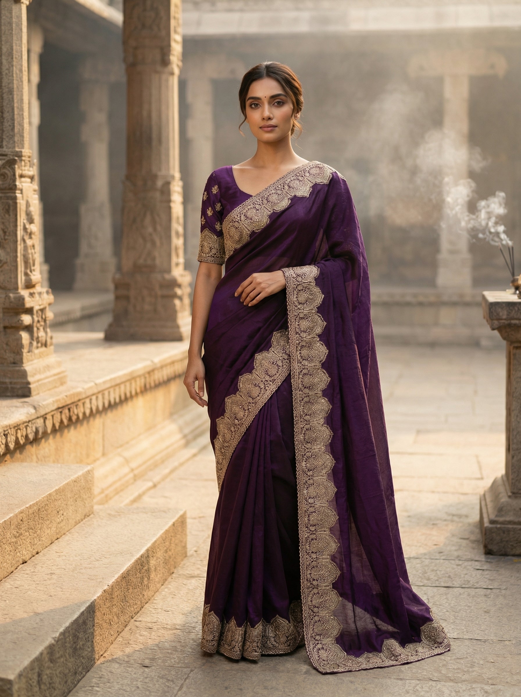 Purple Embellished Designer Saree