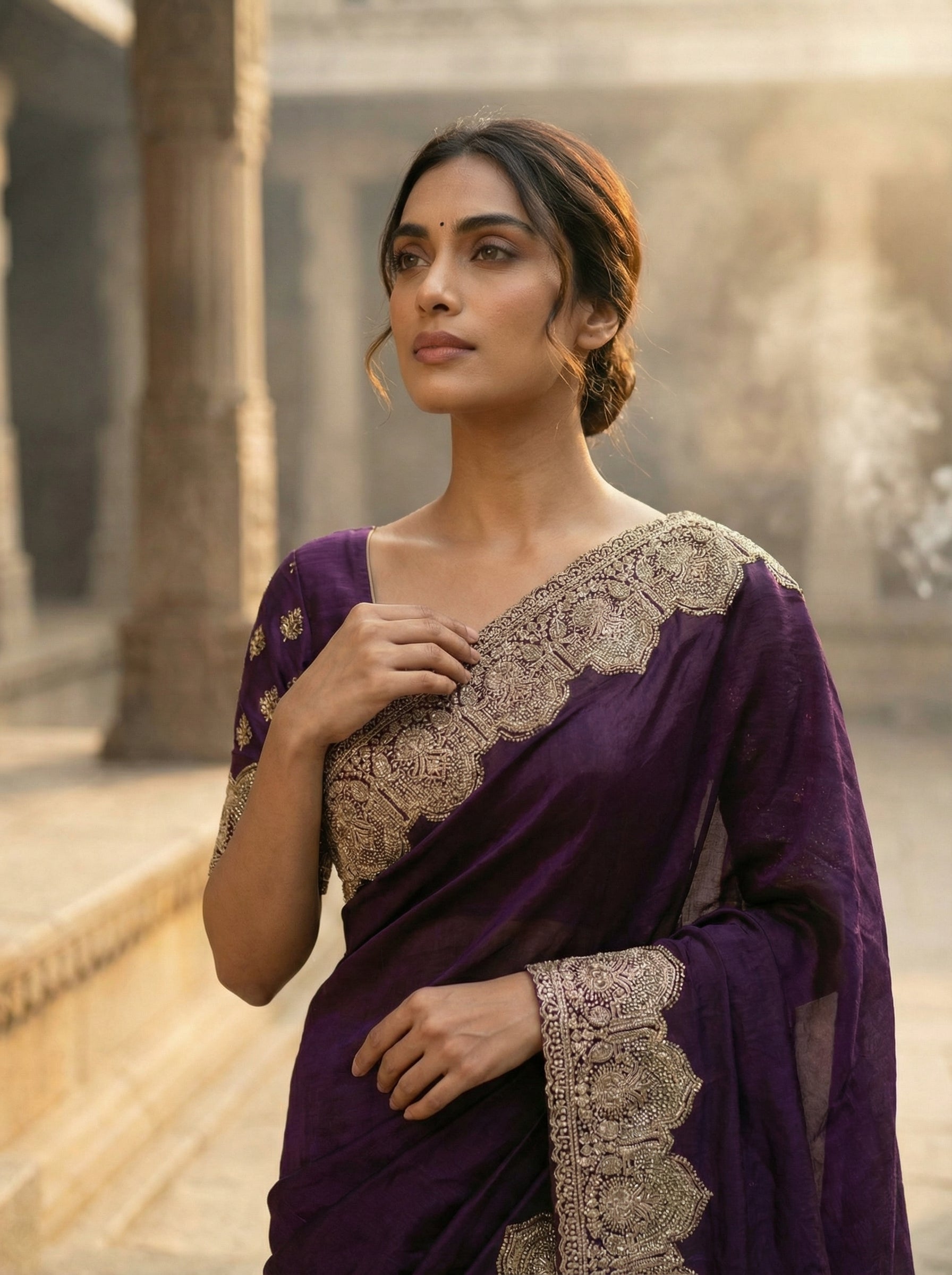 Purple Embellished Designer Saree
