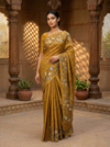 Tusser Floral Mustard-Yellow Saree