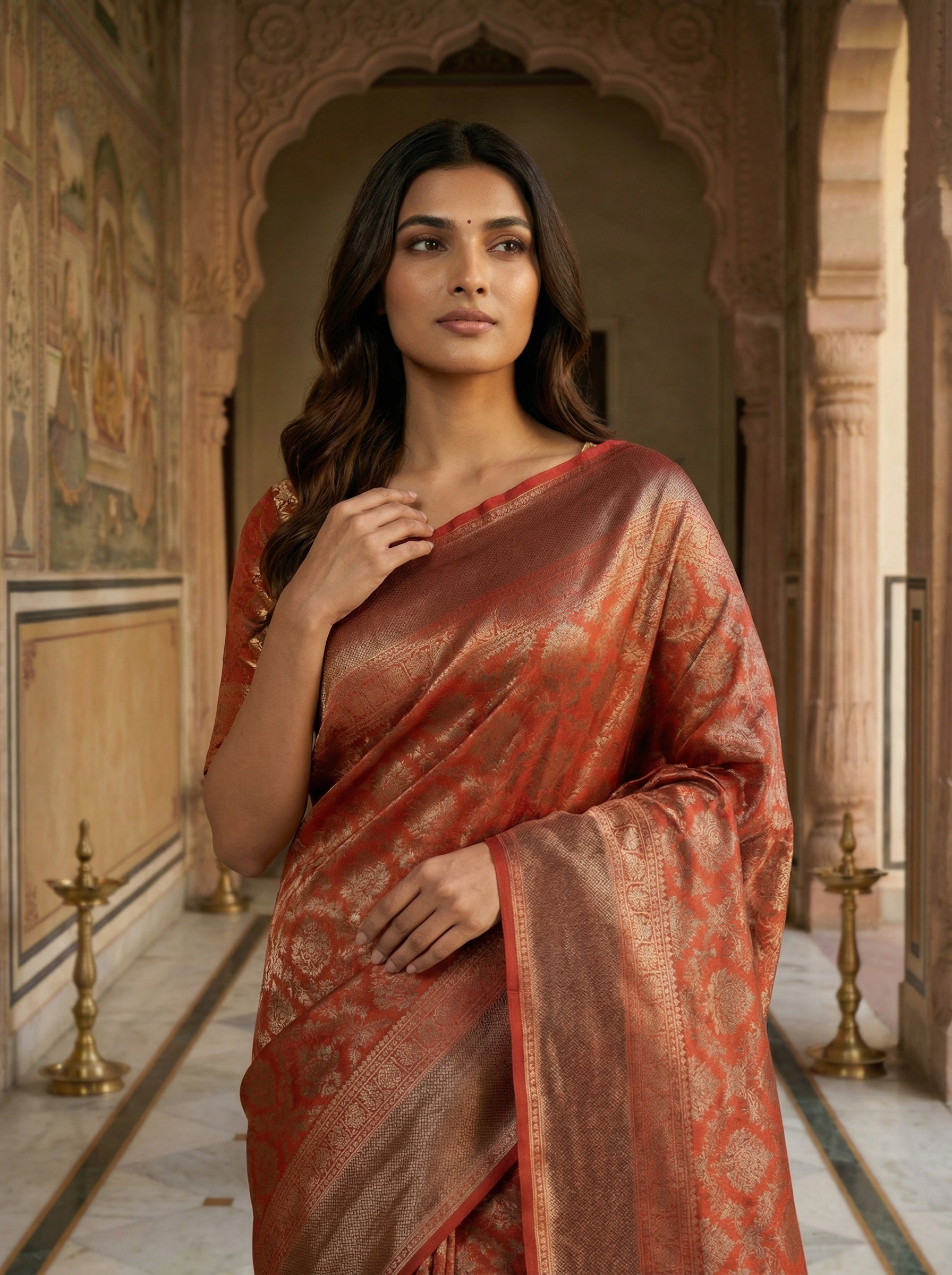 Wine Red Semi Silk Saree with Subtle Self-Weave and Sheer Pallu