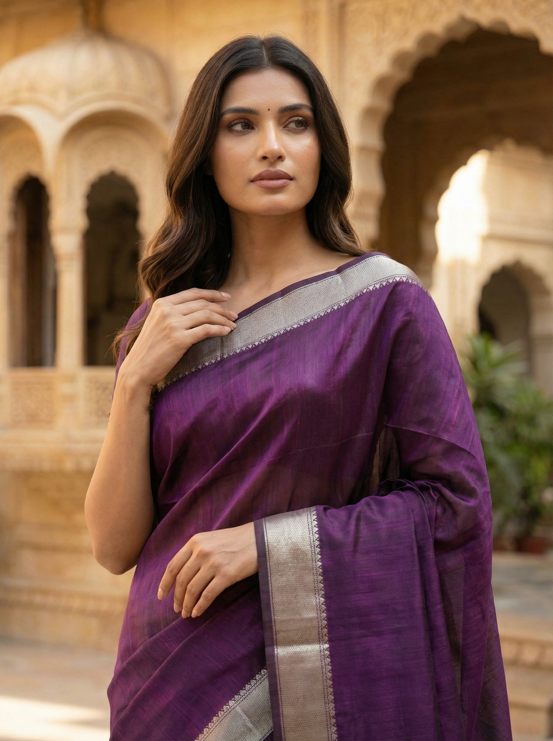 Mullai Semi Silk Saree with Hand-Painted Pallu