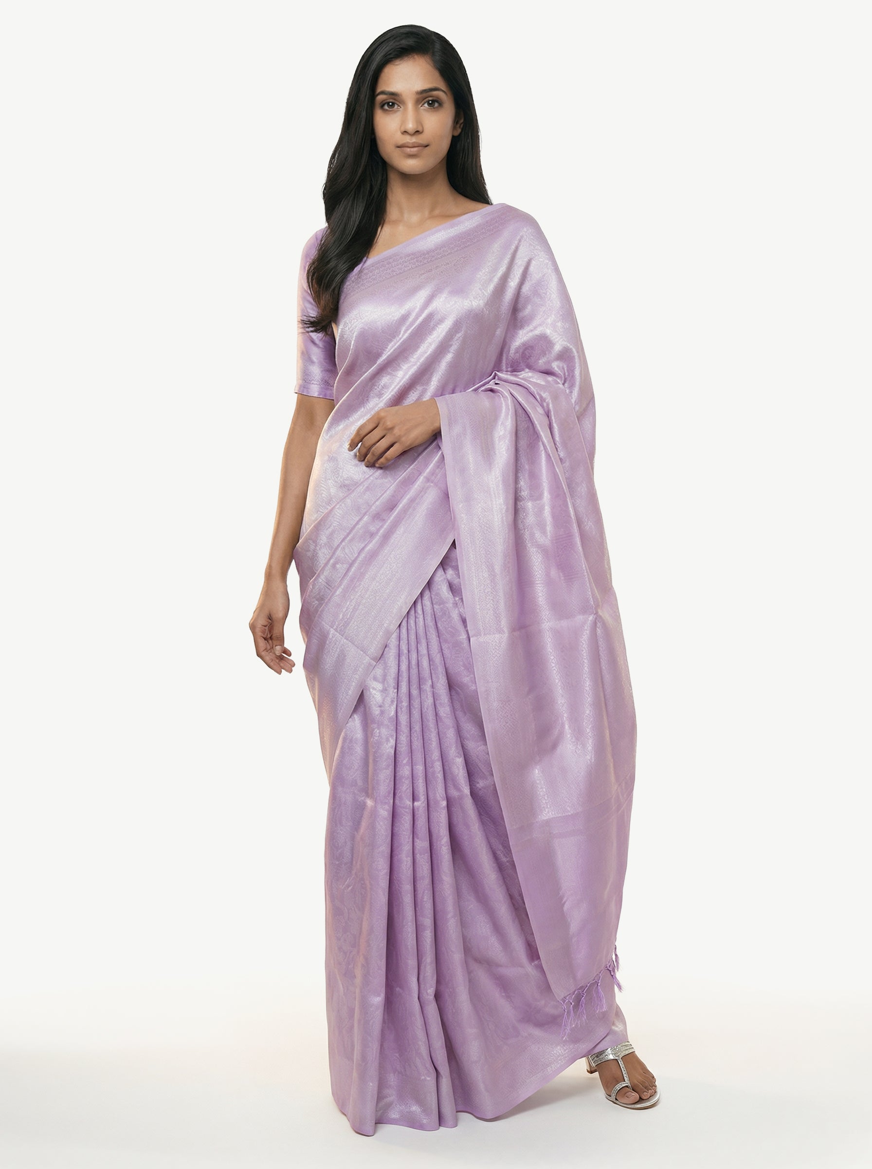 Silk Elegant Lavender Saree With Spread Butta Design