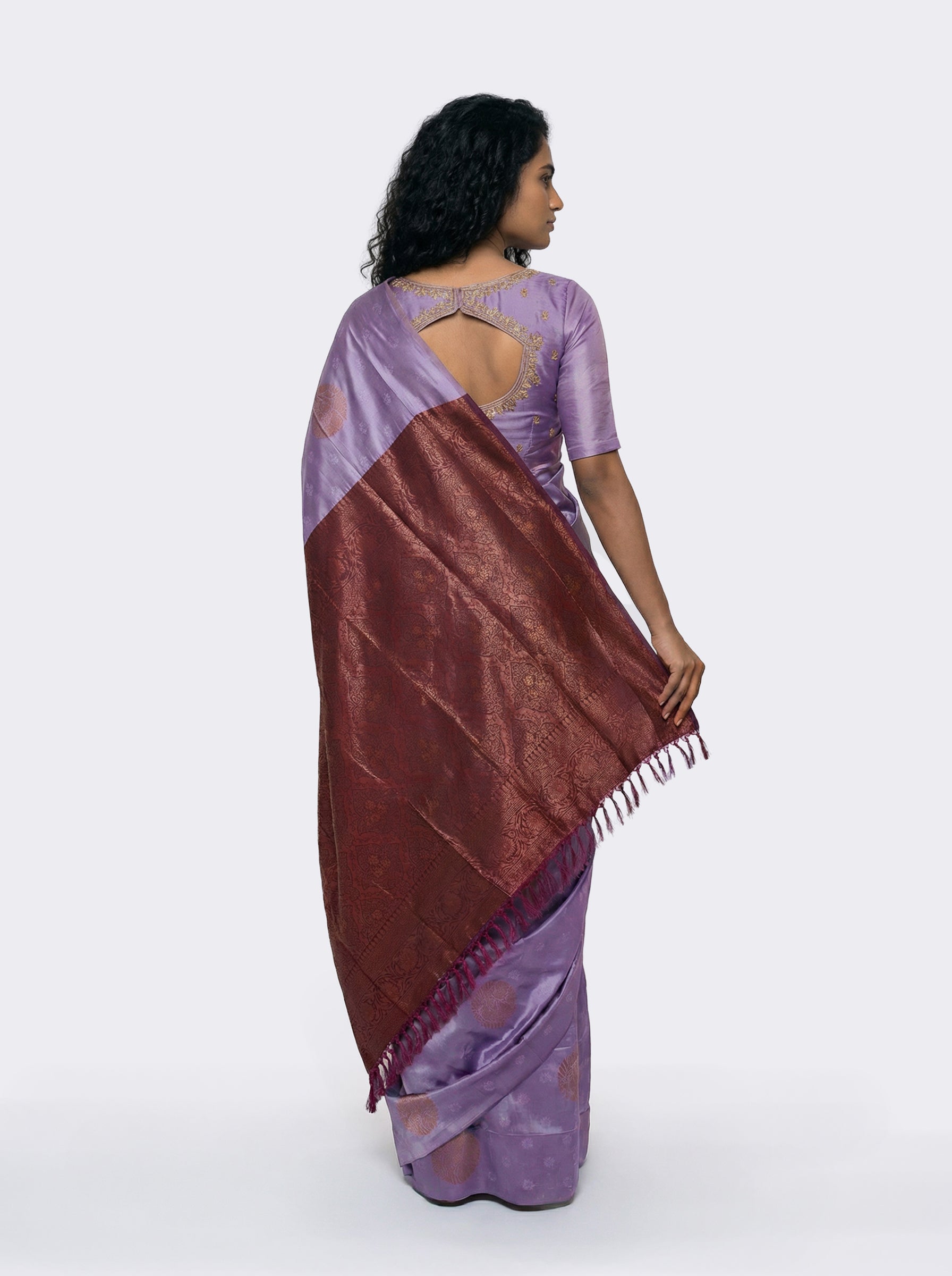 Semi Silk Classic Lavender Saree with Small Buttas