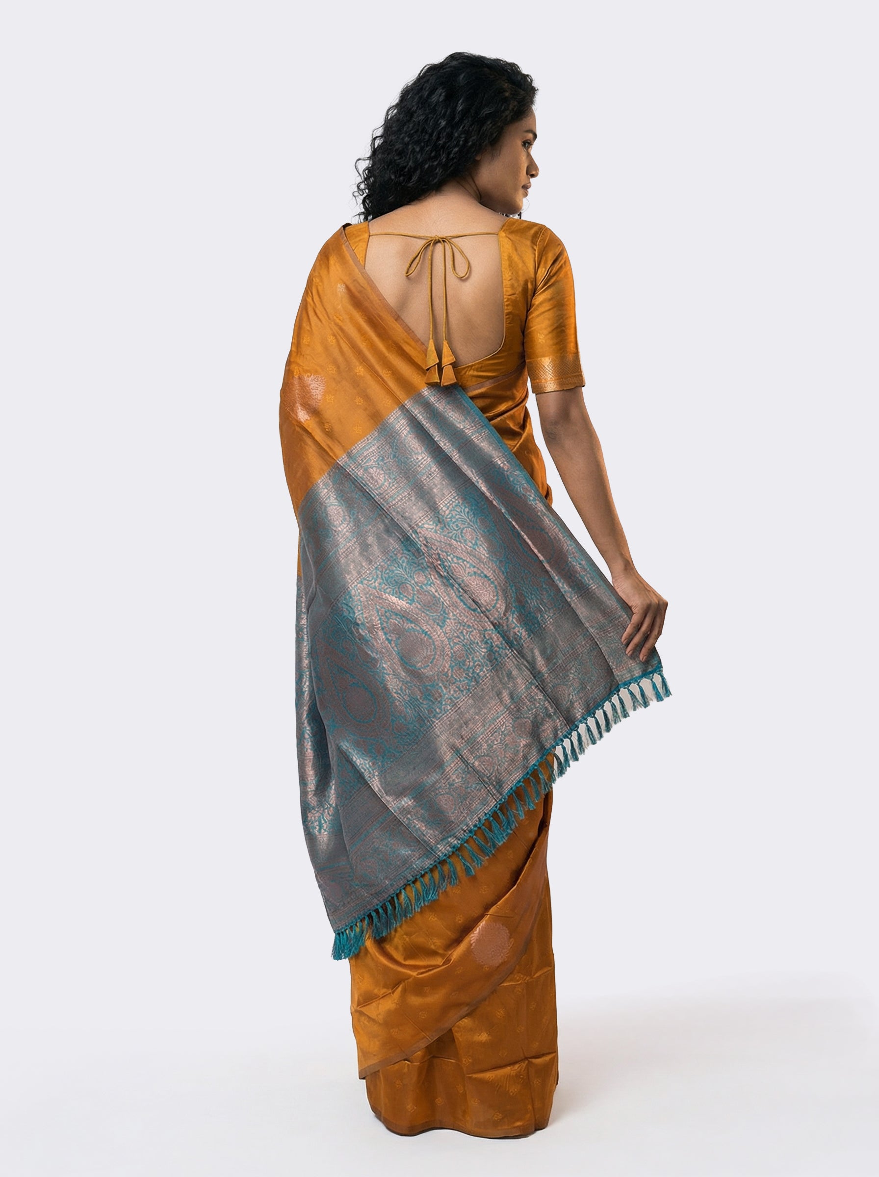 Semi Silk Elegant Chocolate Brown Saree with Spread Diamond Pattern