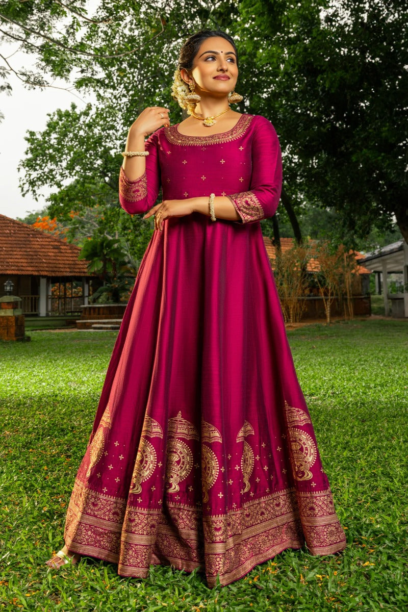 Kathakali Printed Anarkali – Magenta
