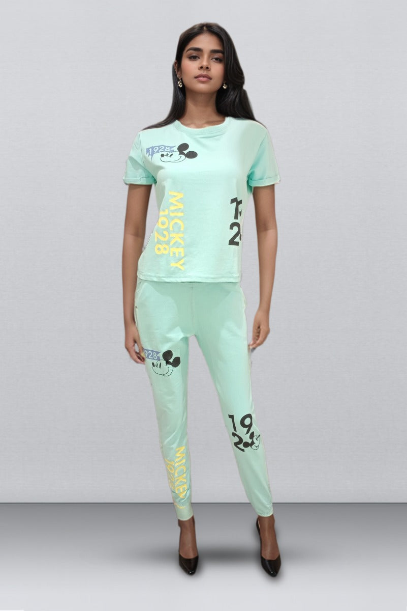 Mint Color Banyan Cord Set With Ankle Length Bottom