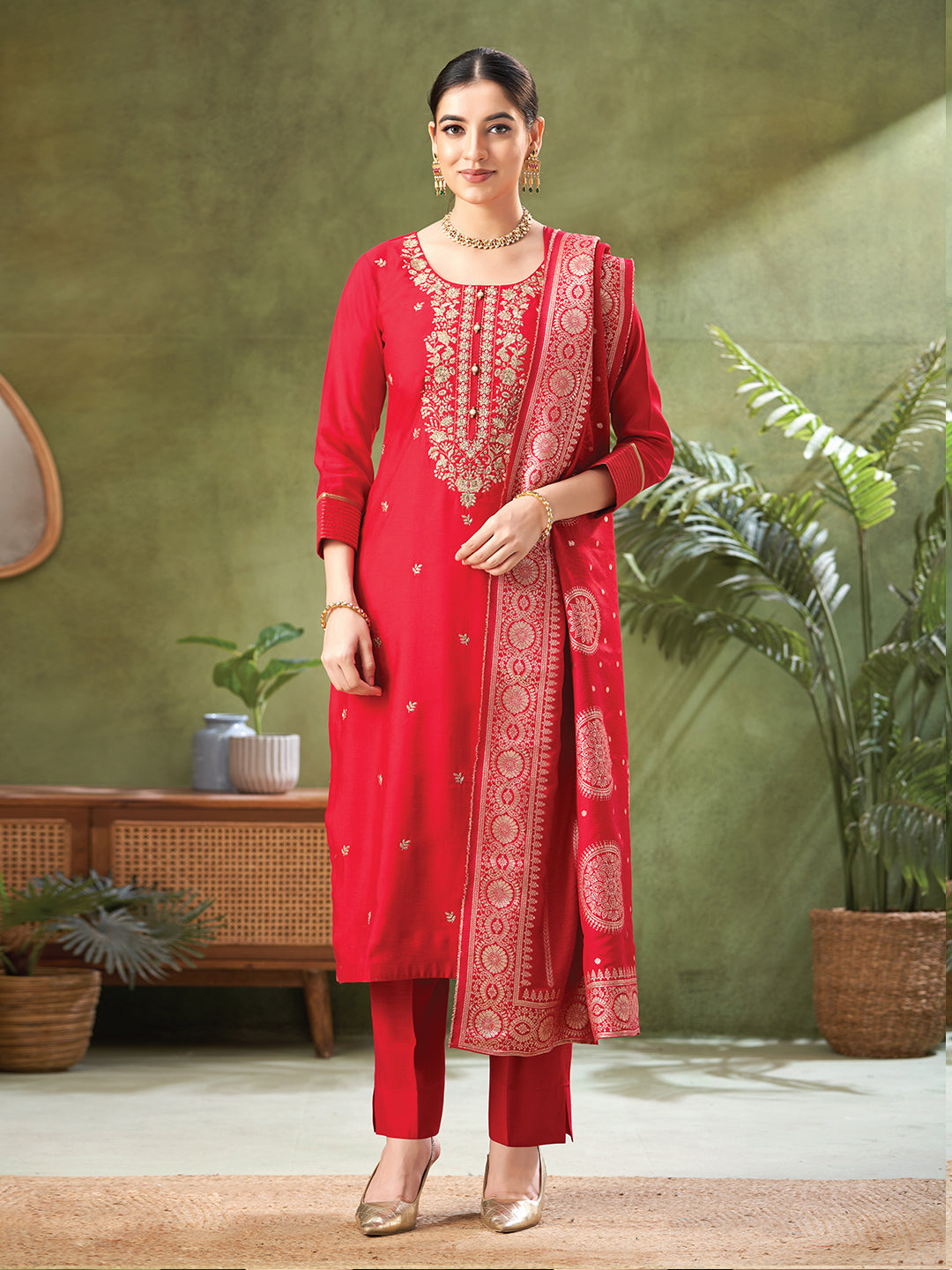 Rani Pink Color Readymade Salwar