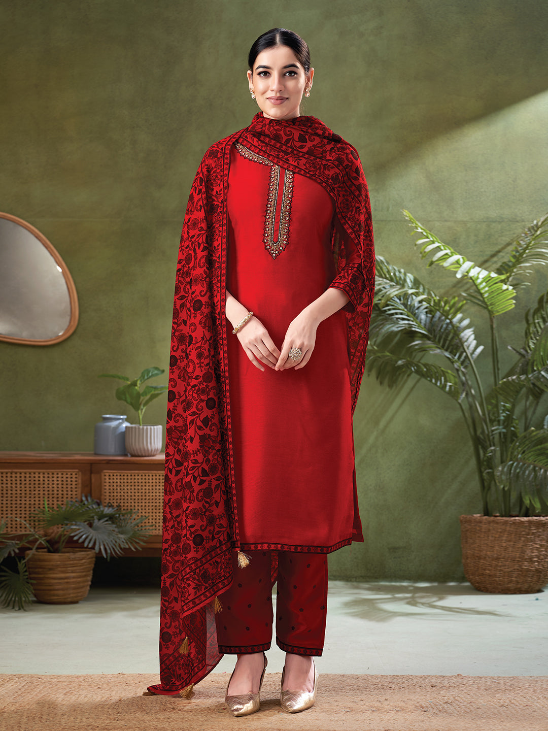 Reddish Pink Color Readymade Salwar