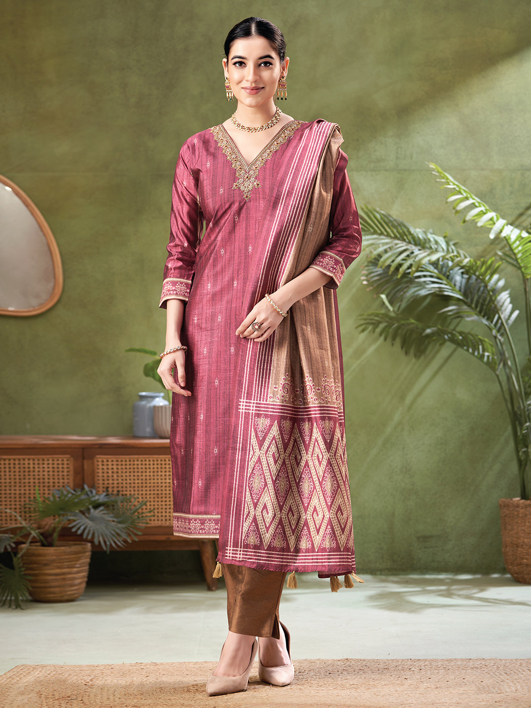 Burgundy Color Readymade Salwar