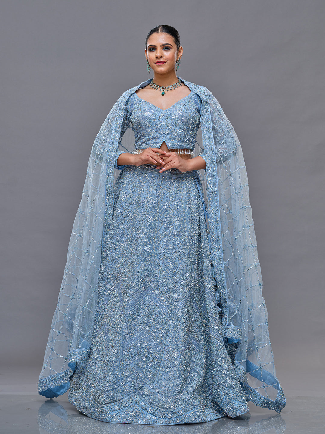 Heavy Stone With Self Thread Work Lehenga