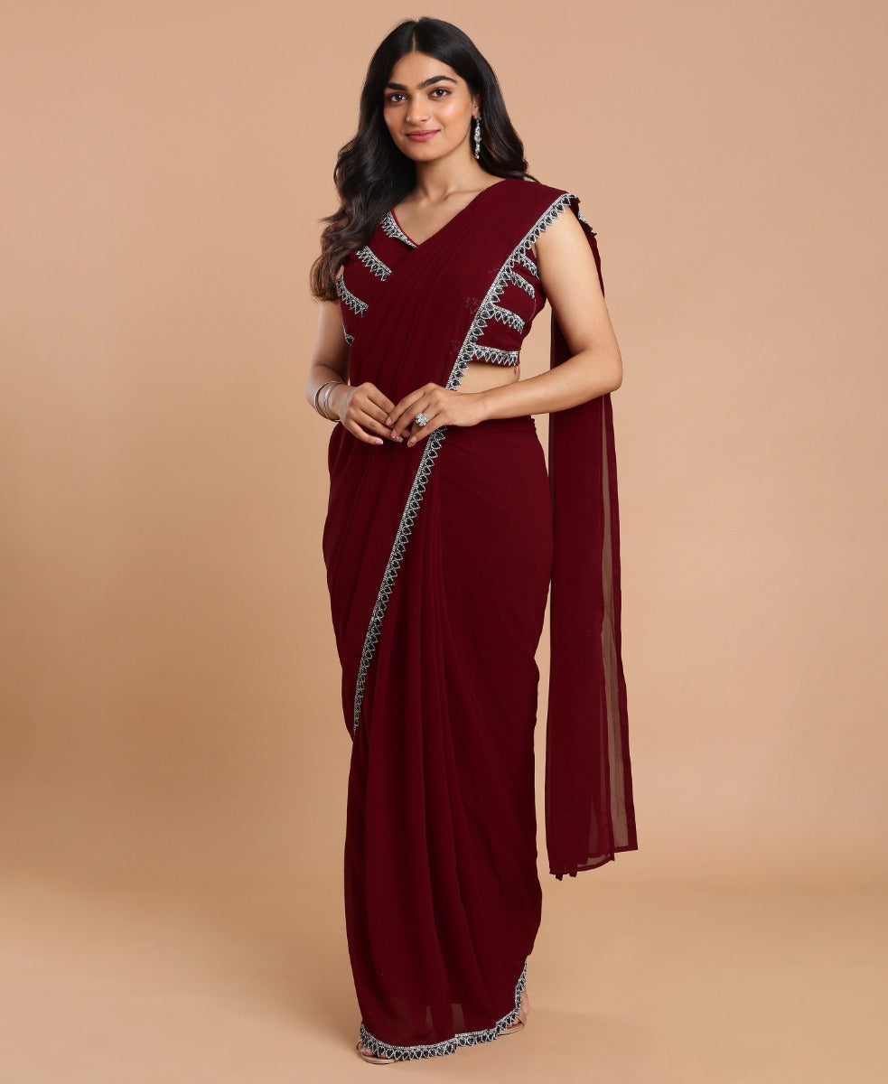 Maroon Ready to wear saree