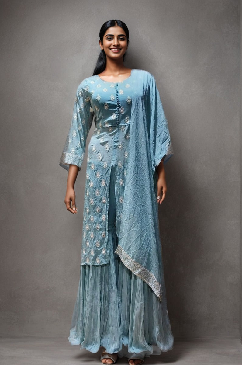 Powderd Blue Party Wear Sharara
