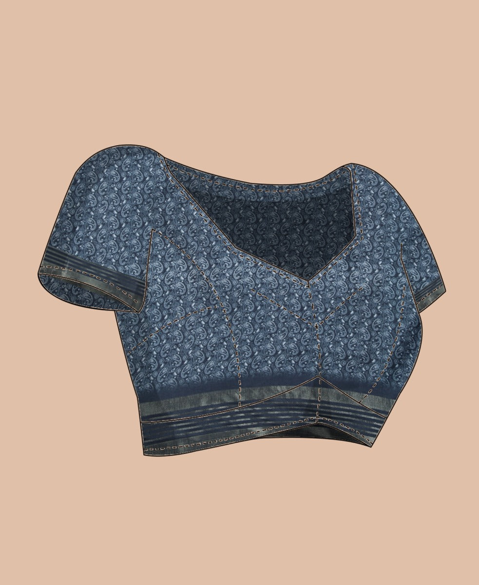 Jute Silk Casual Wear Grey Color Paisley Printed Saree