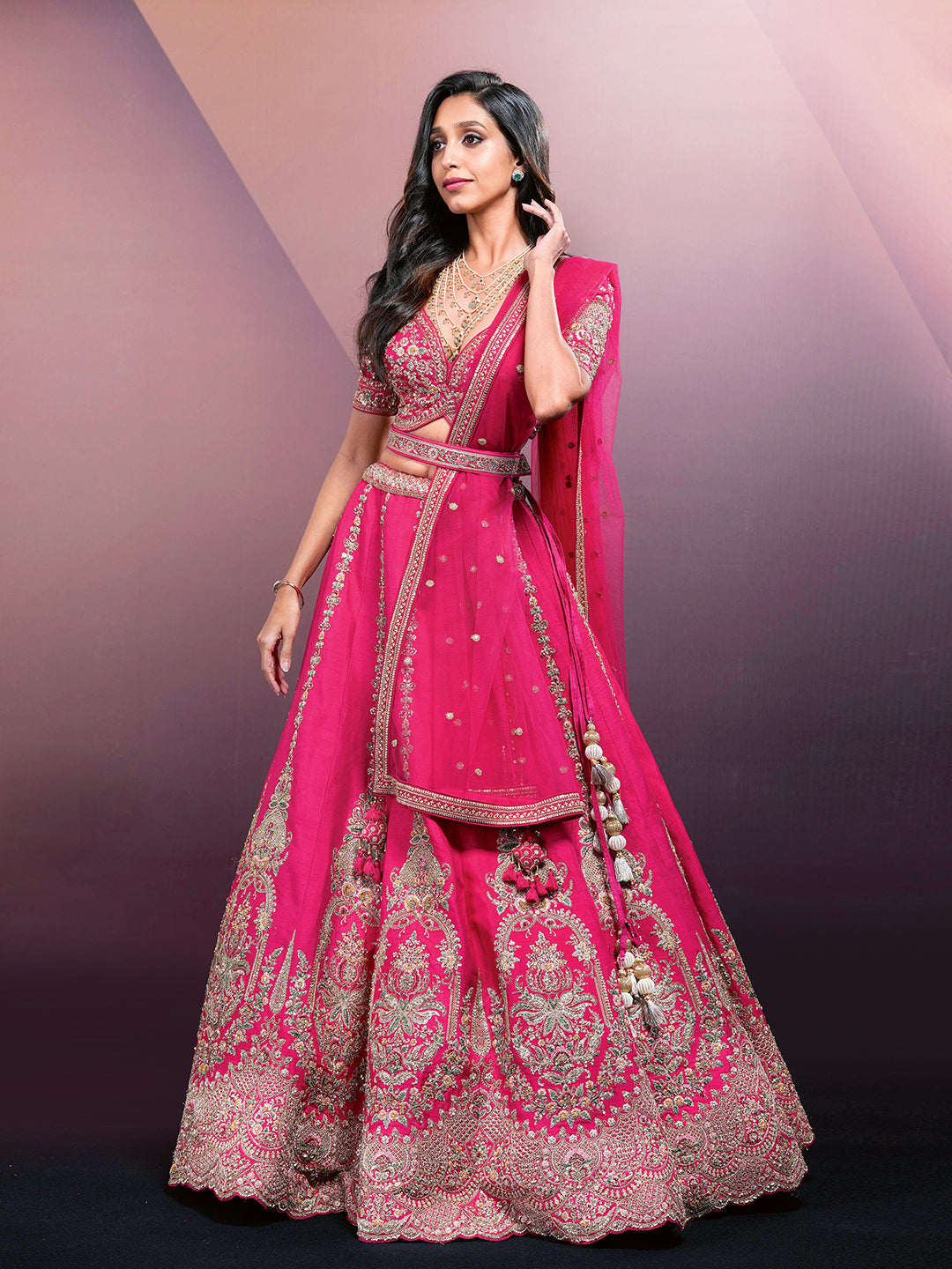 Traditional Type Of Hand Work Net Lehenga