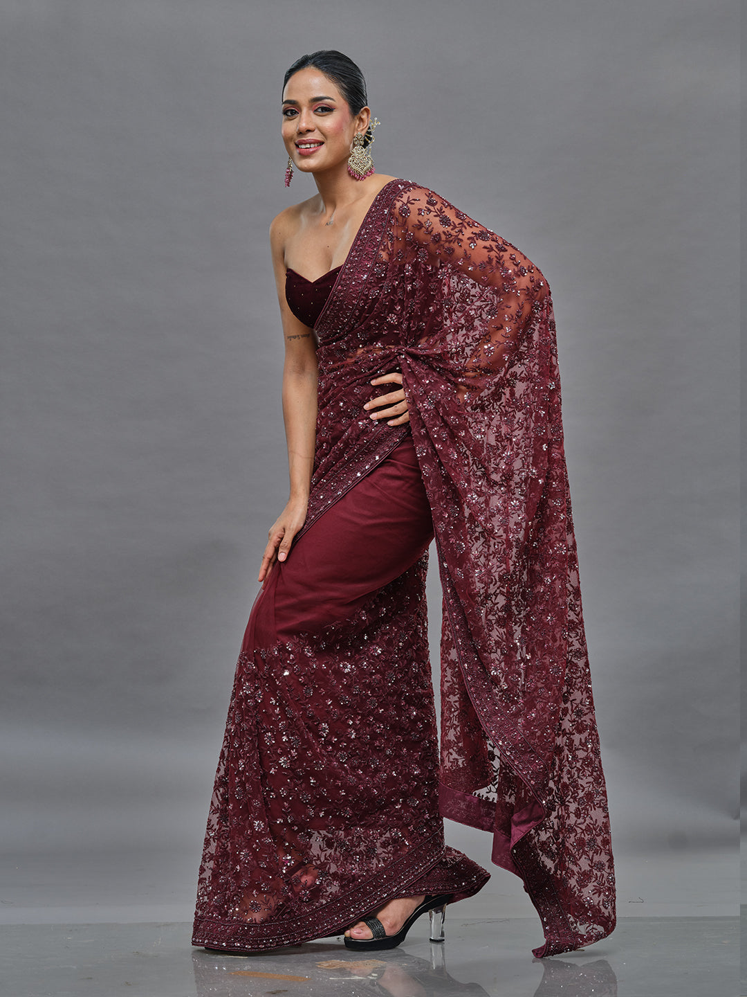 Body Full Of Self Thread & Sequence Work Saree