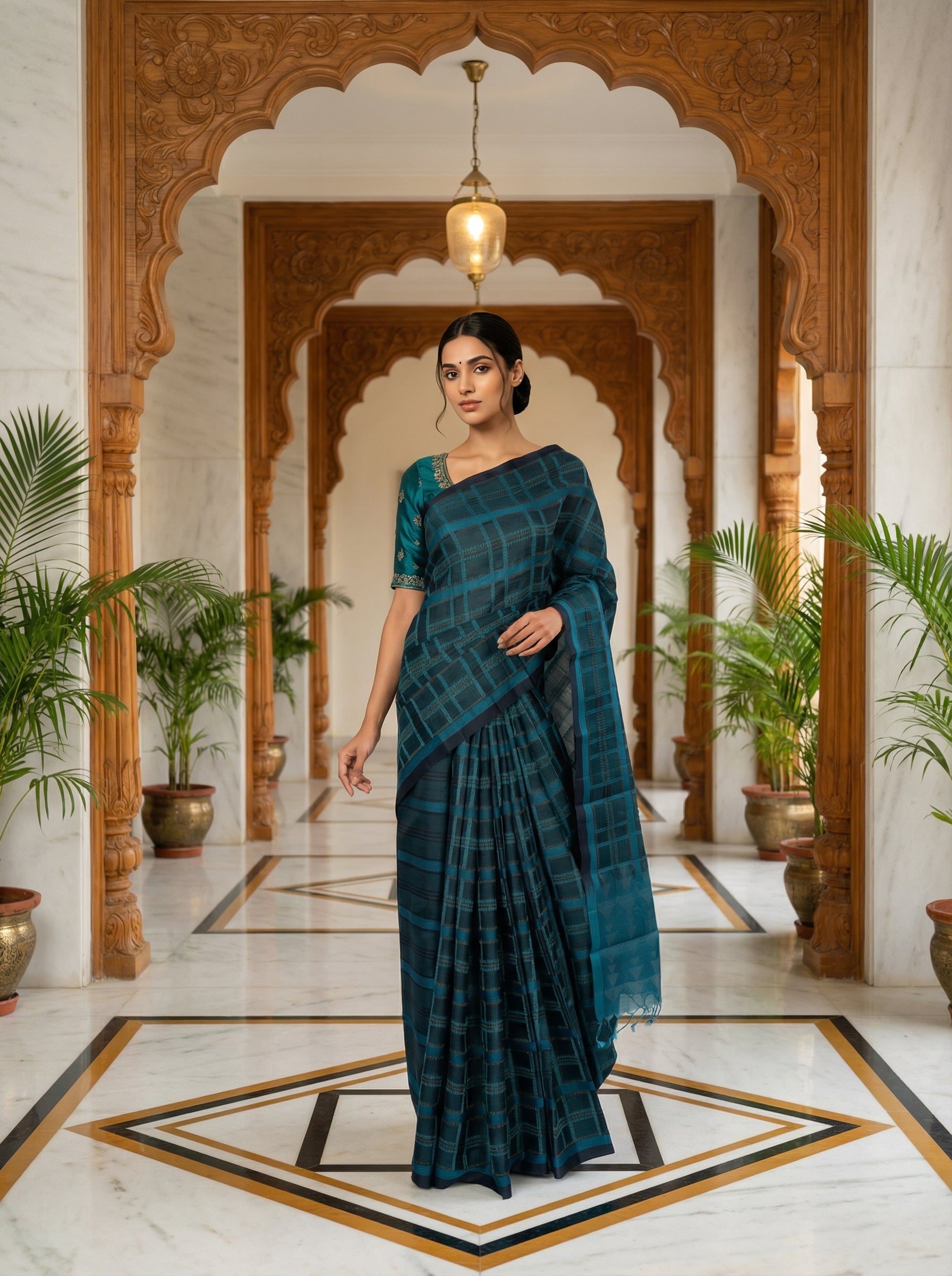 Antique Peacock Kanchipuram Silk Saree