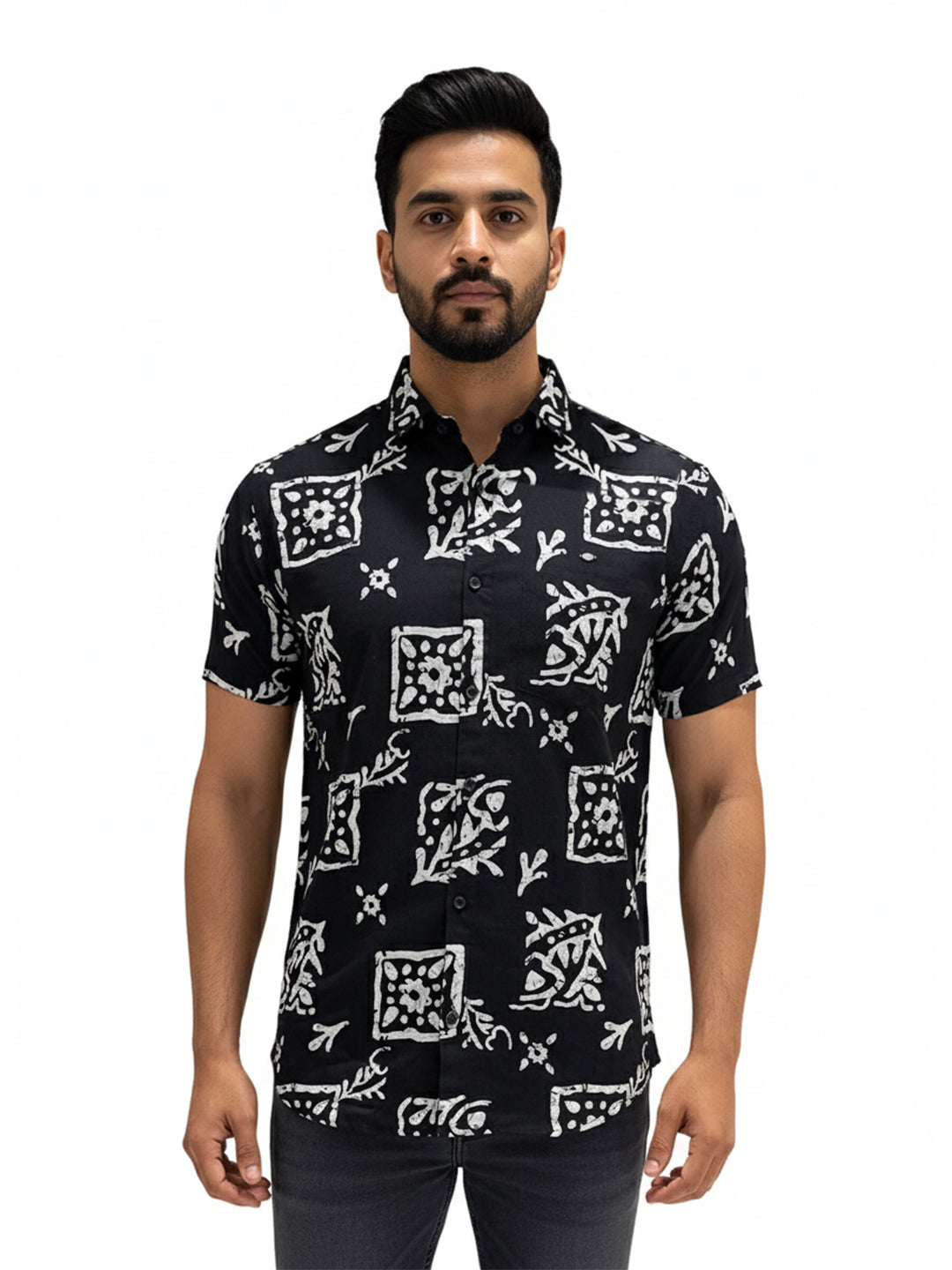 Black & White Spun Cotton Gents Shirt