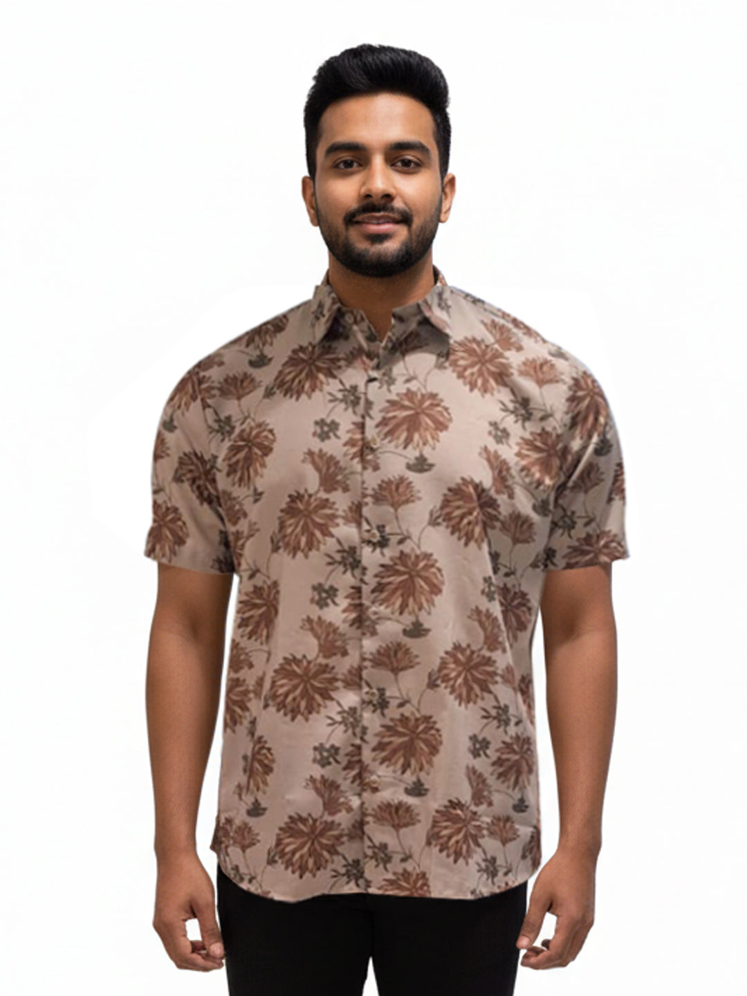 Light Beige With Brown Gents Shirt