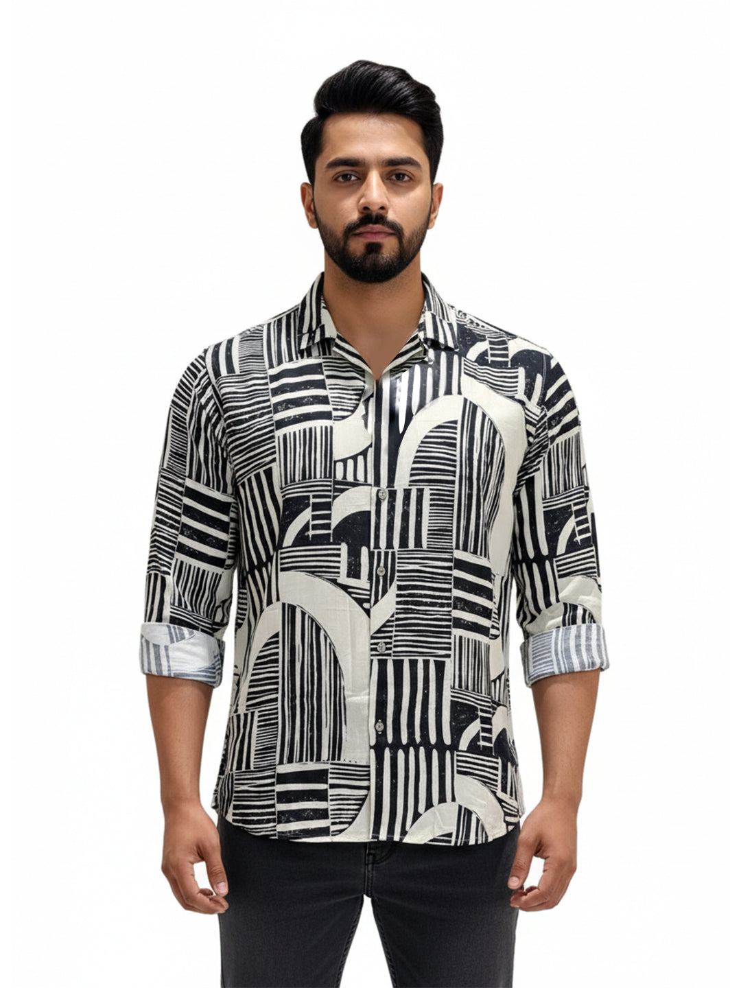 Black & Off White Colour Gents Shirt