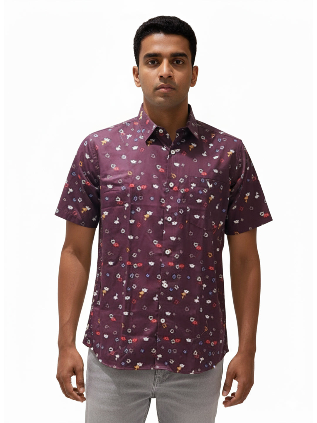 Wine Colour Satin Finish Gents Shirt