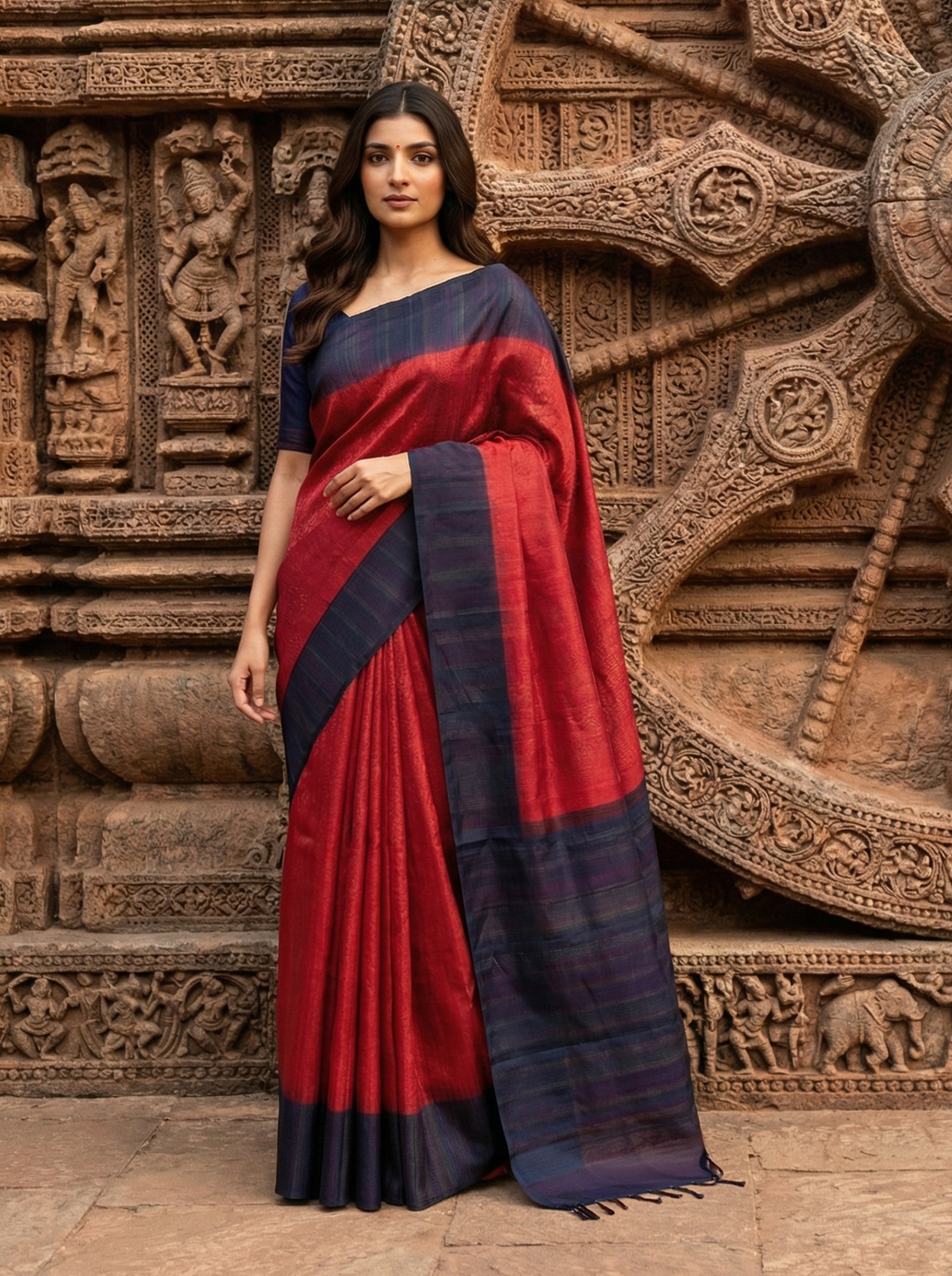 Ruby Pink Kancheepuram Saree With Multi Zari