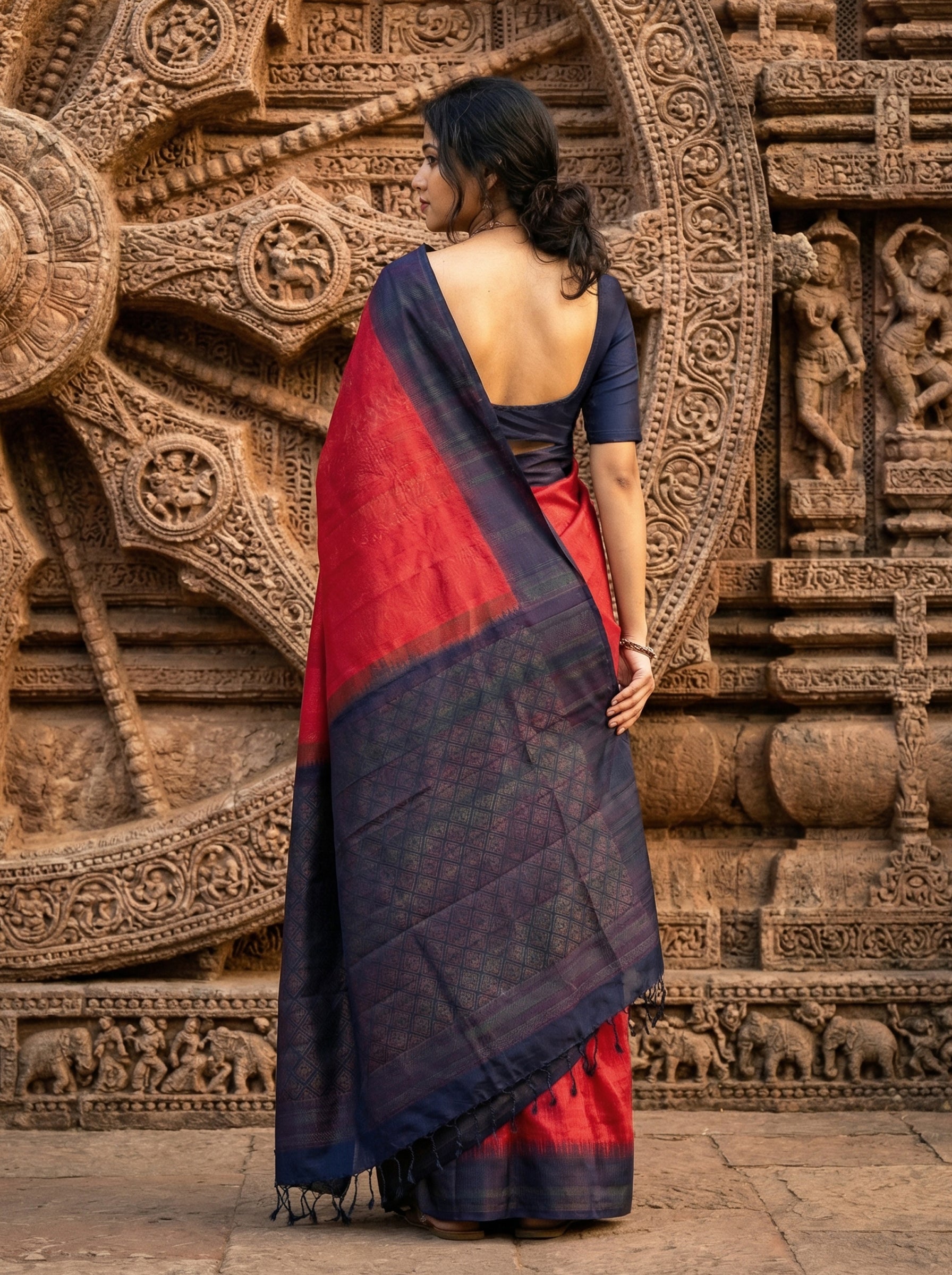 Ruby Pink Kancheepuram Saree With Multi Zari
