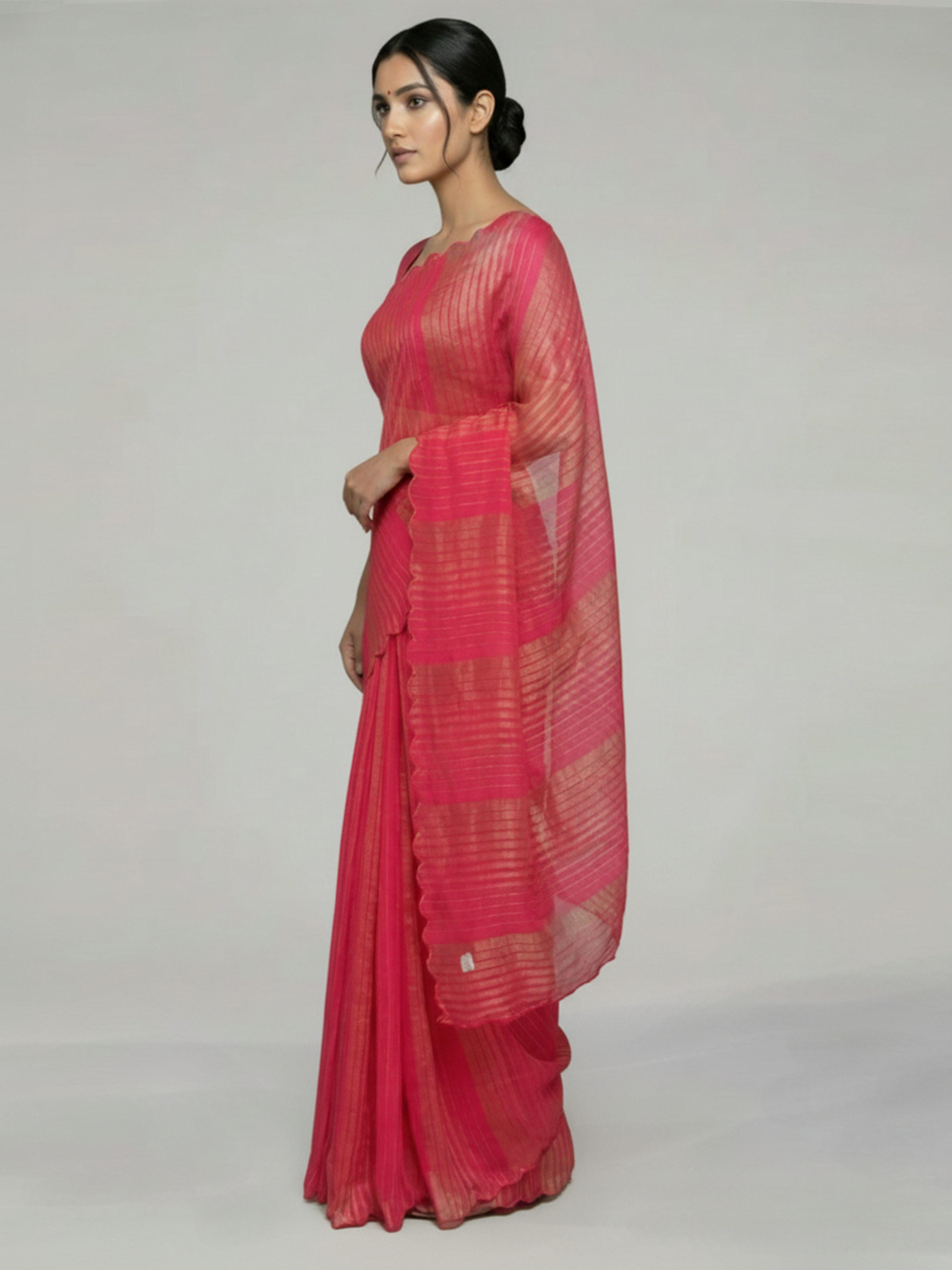 Rani Pink Crush Organza Silk Saree