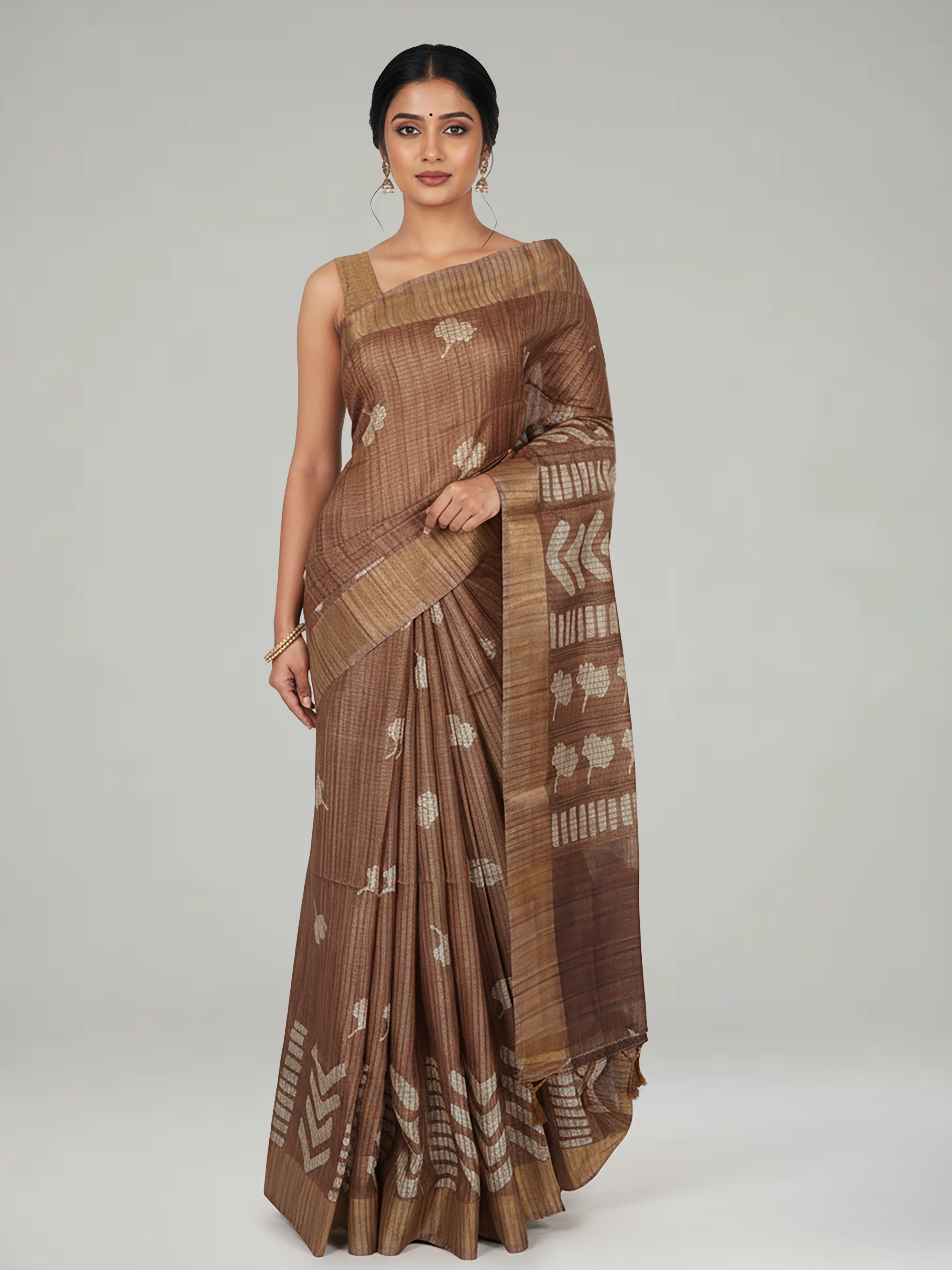 Brick Shade Kanchipuram Saree With Butta Design