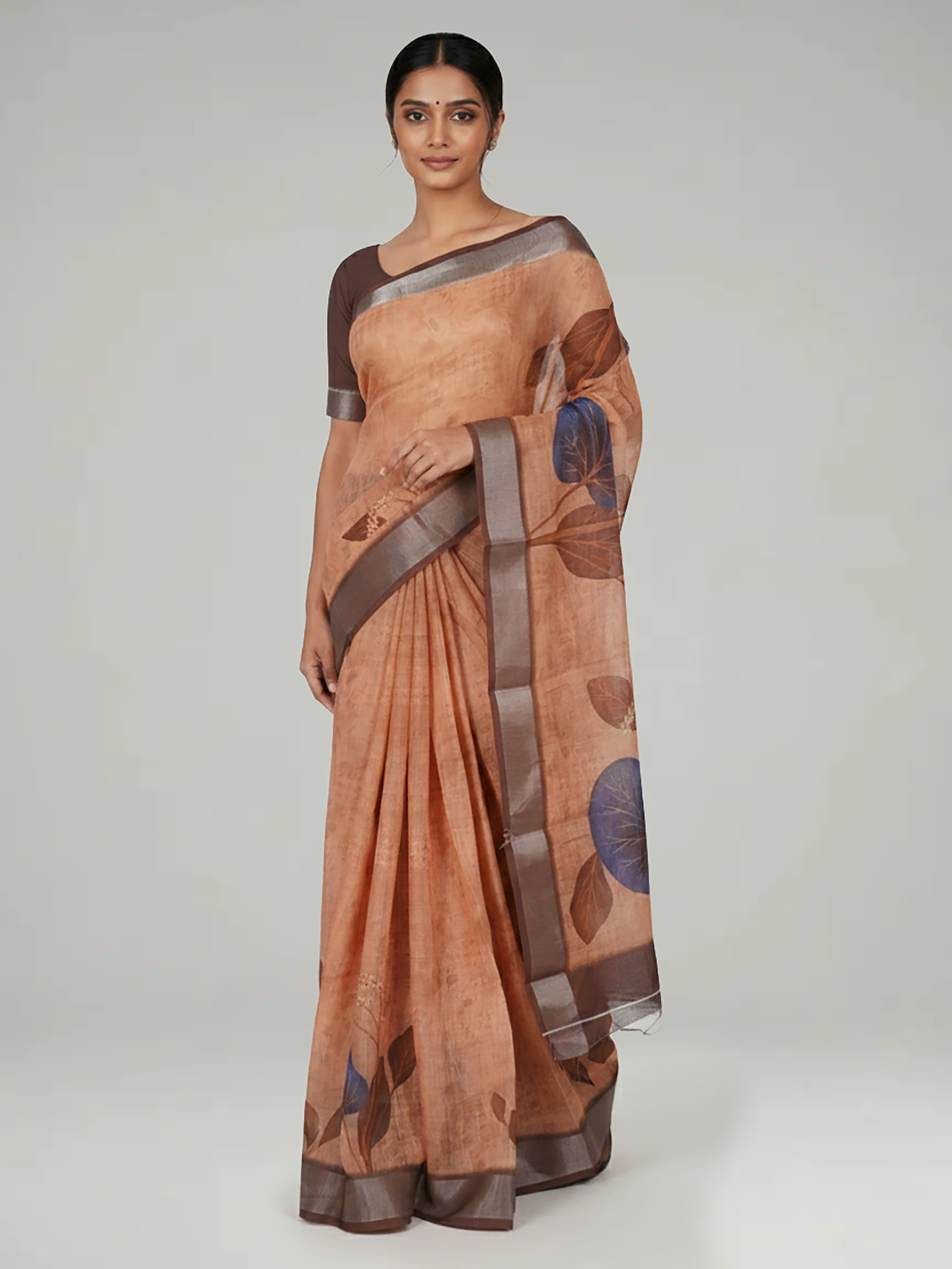 Peanut Semi Linen Saree