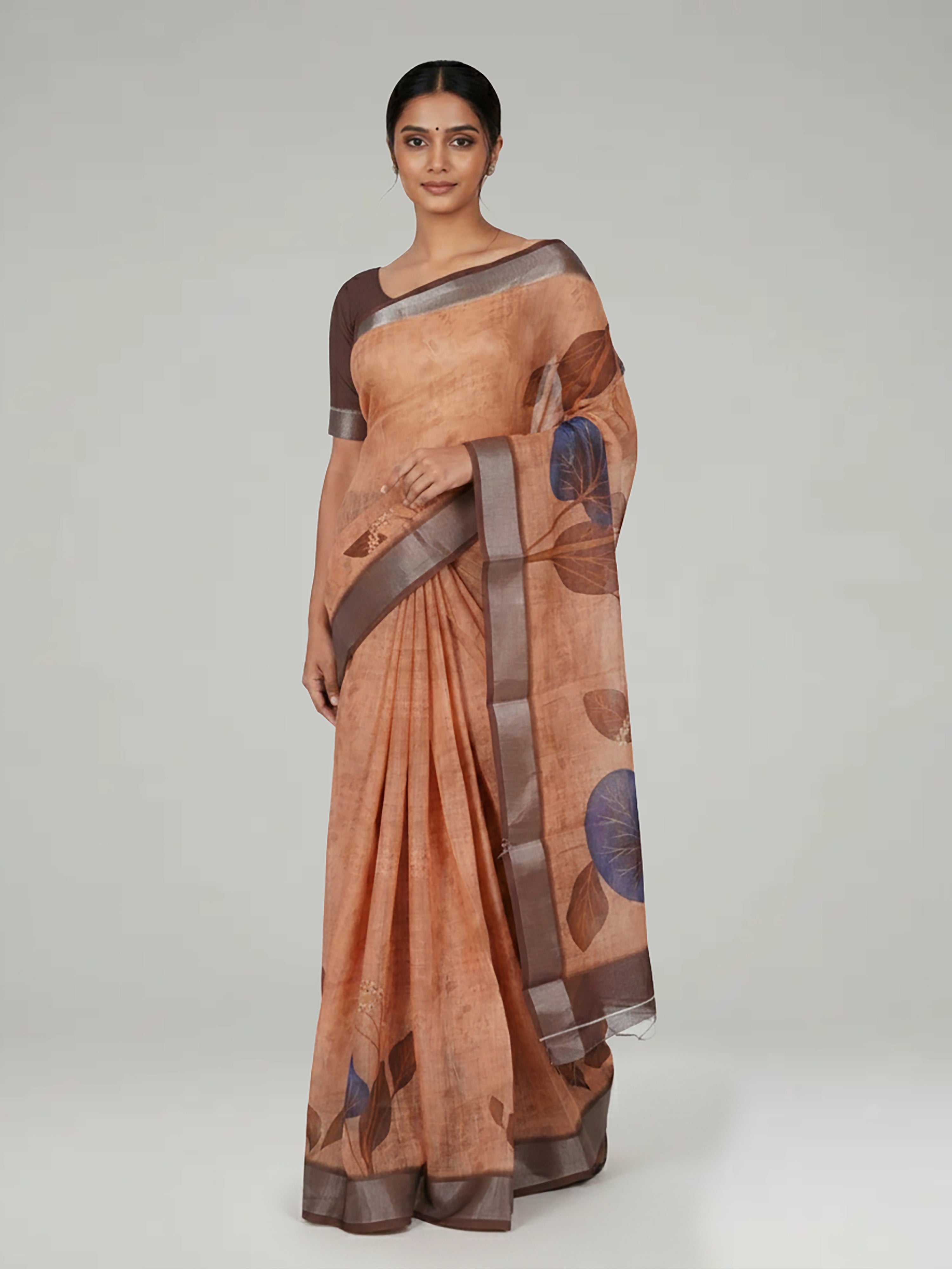 Peanut Semi Linen Saree