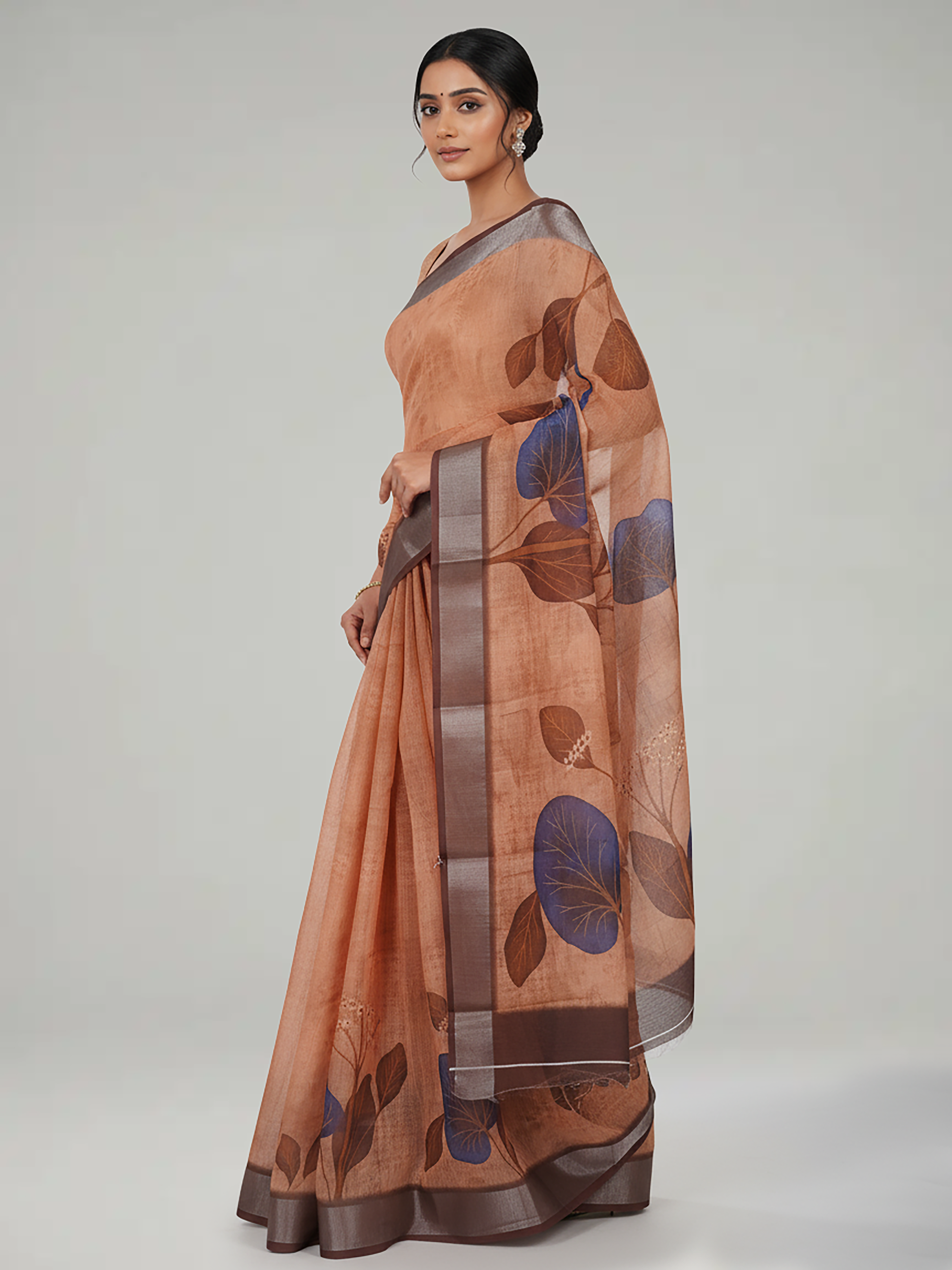 Peanut Semi Linen Saree