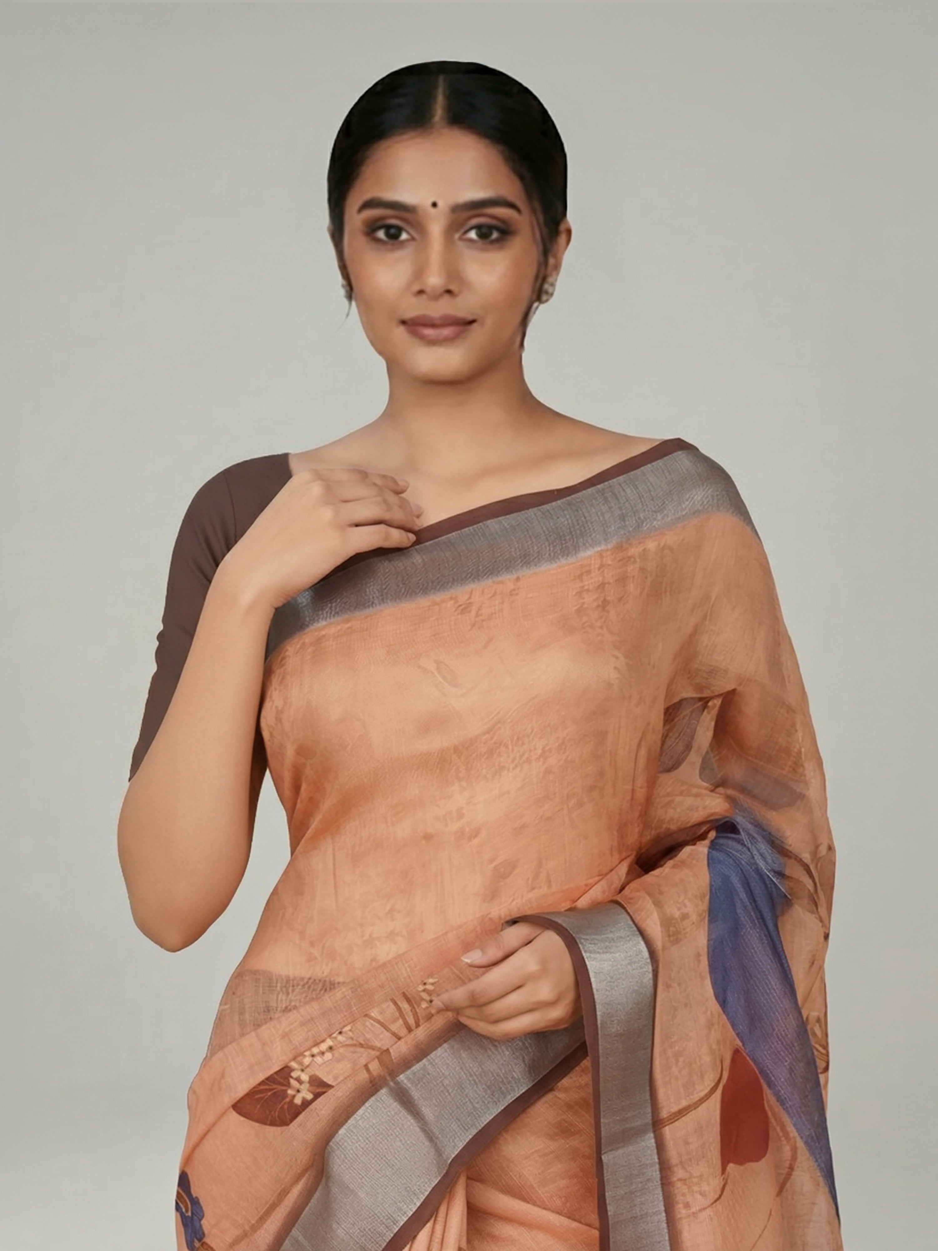 Peanut Semi Linen Saree
