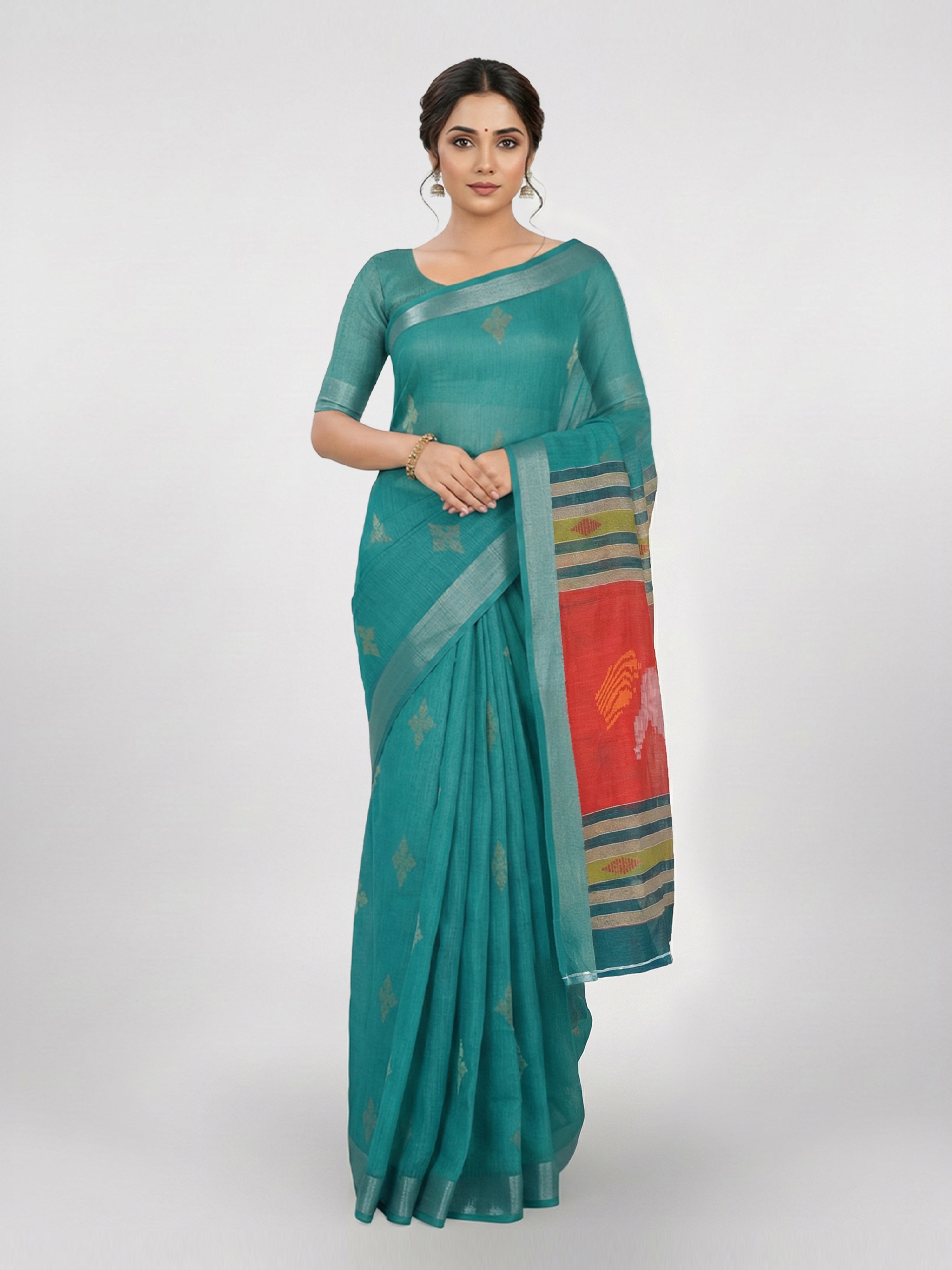 Royal Blue Semi Linen Saree