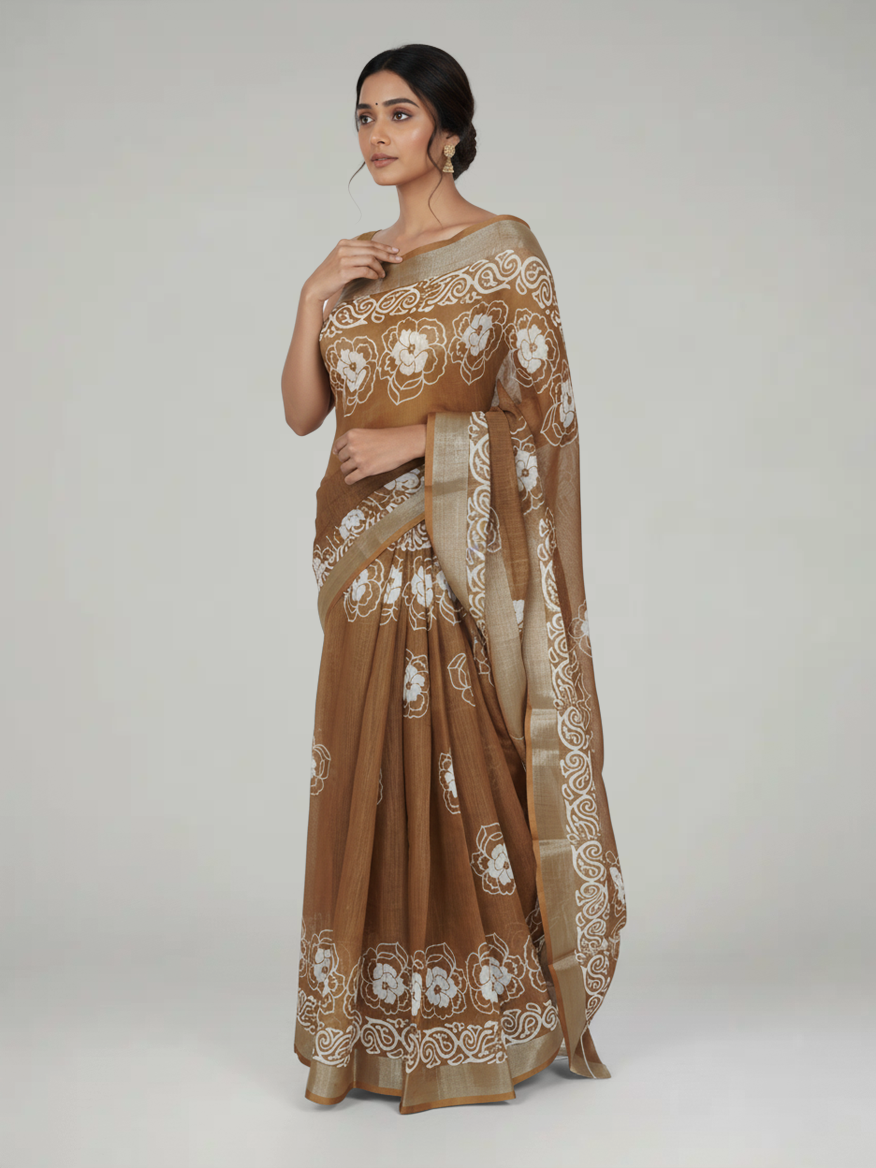 Honey Semi Linen Saree