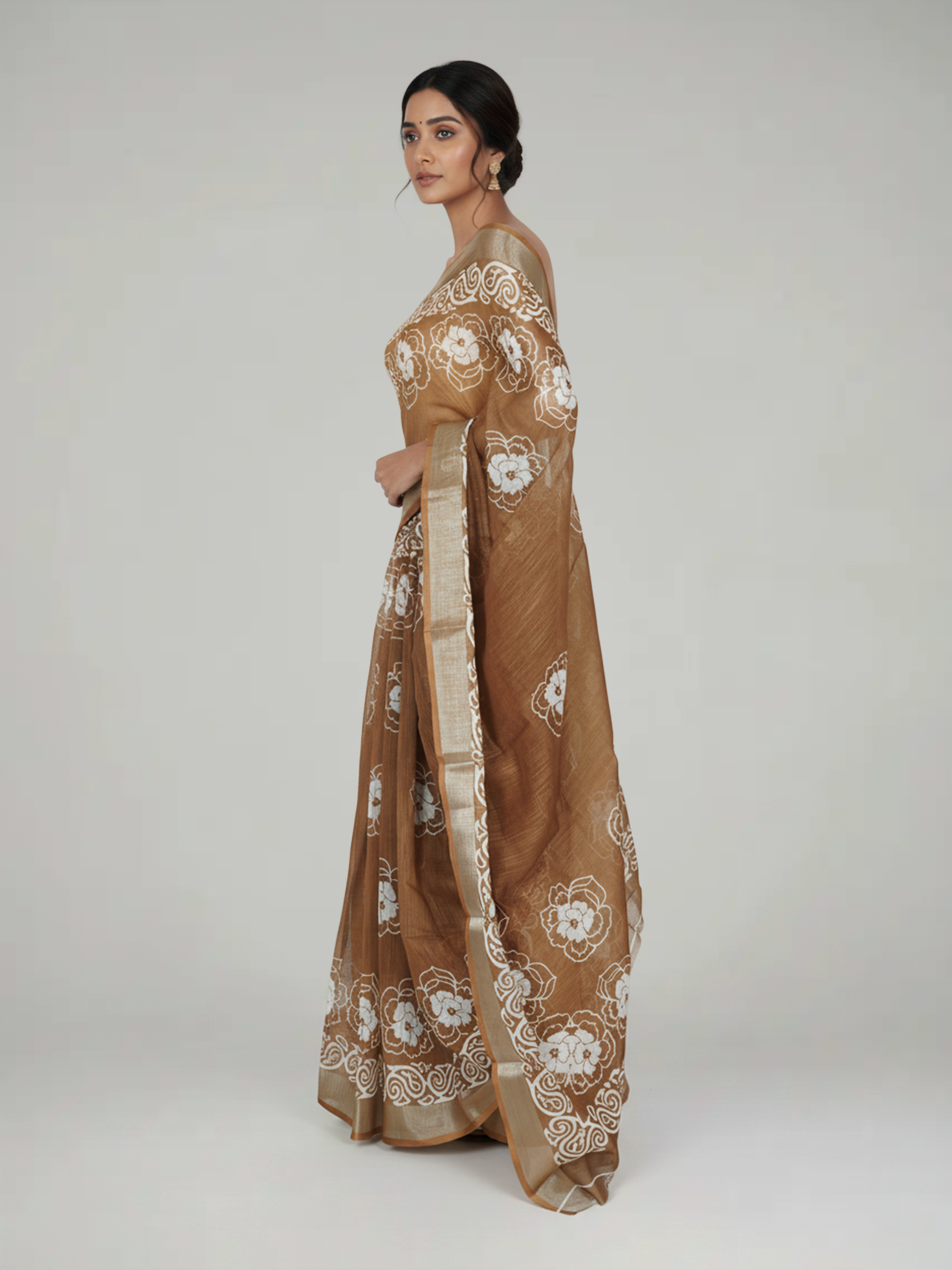 Honey Semi Linen Saree