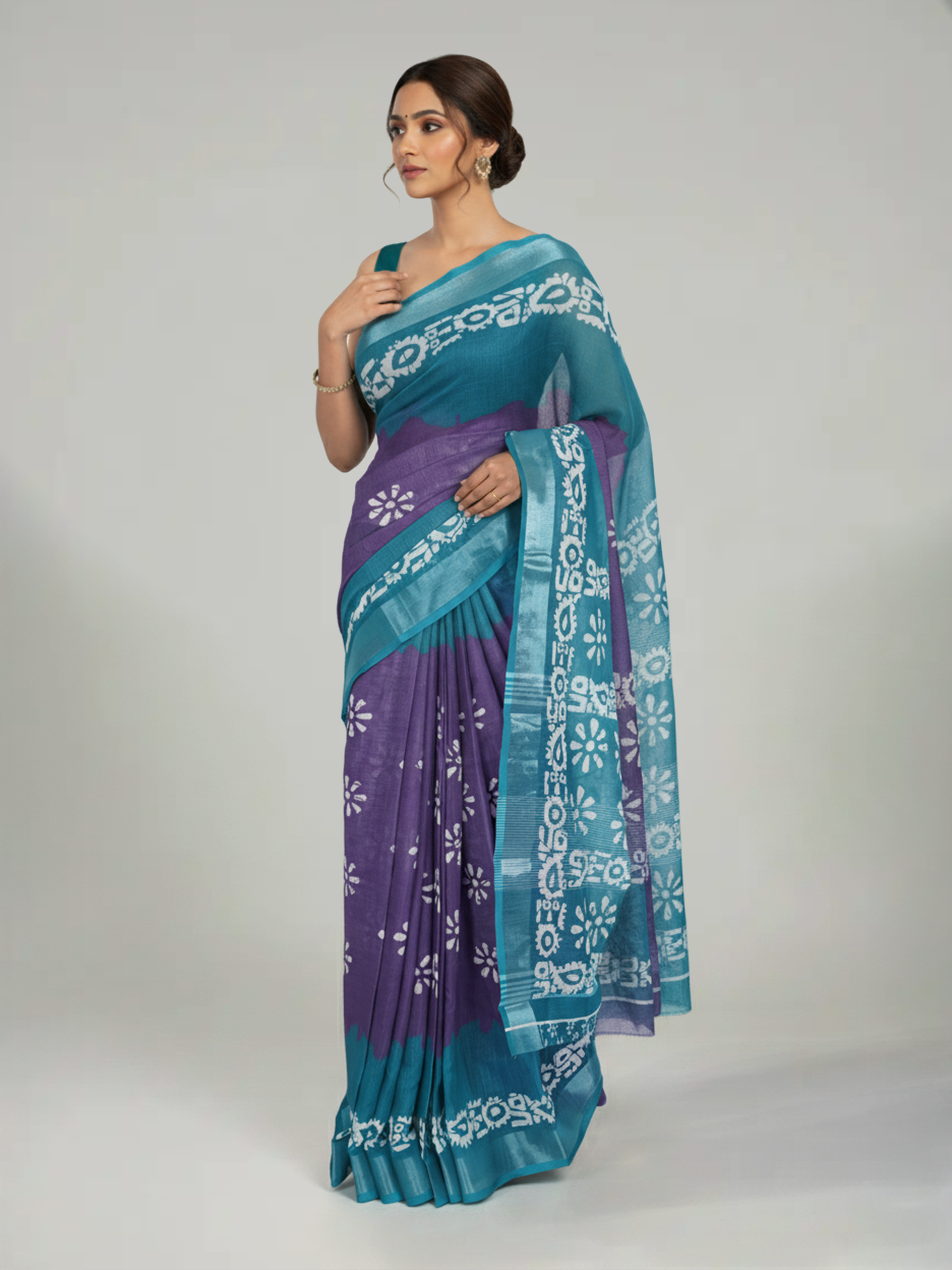 Royal Purple Semi Linen Saree