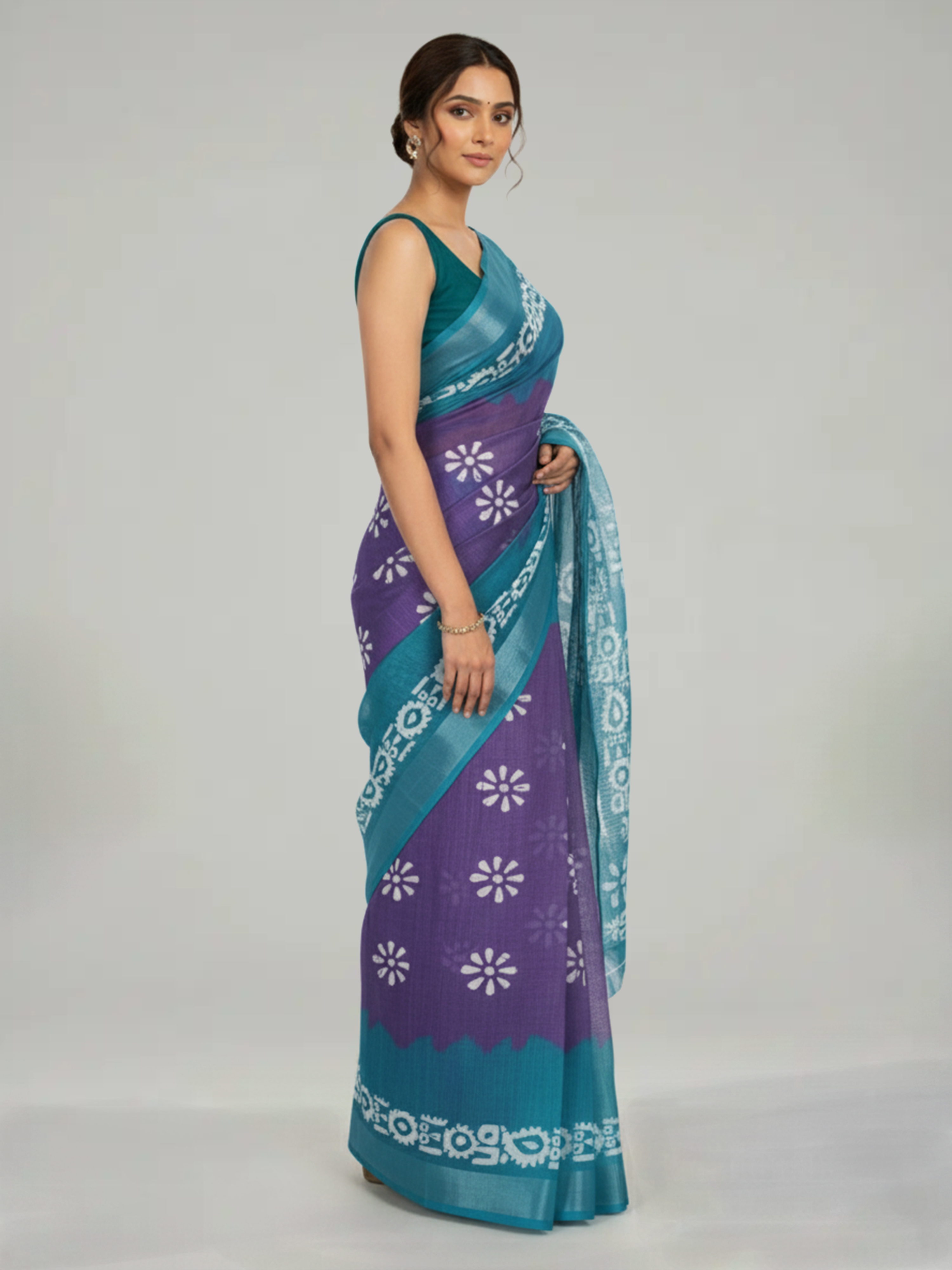 Royal Purple Semi Linen Saree