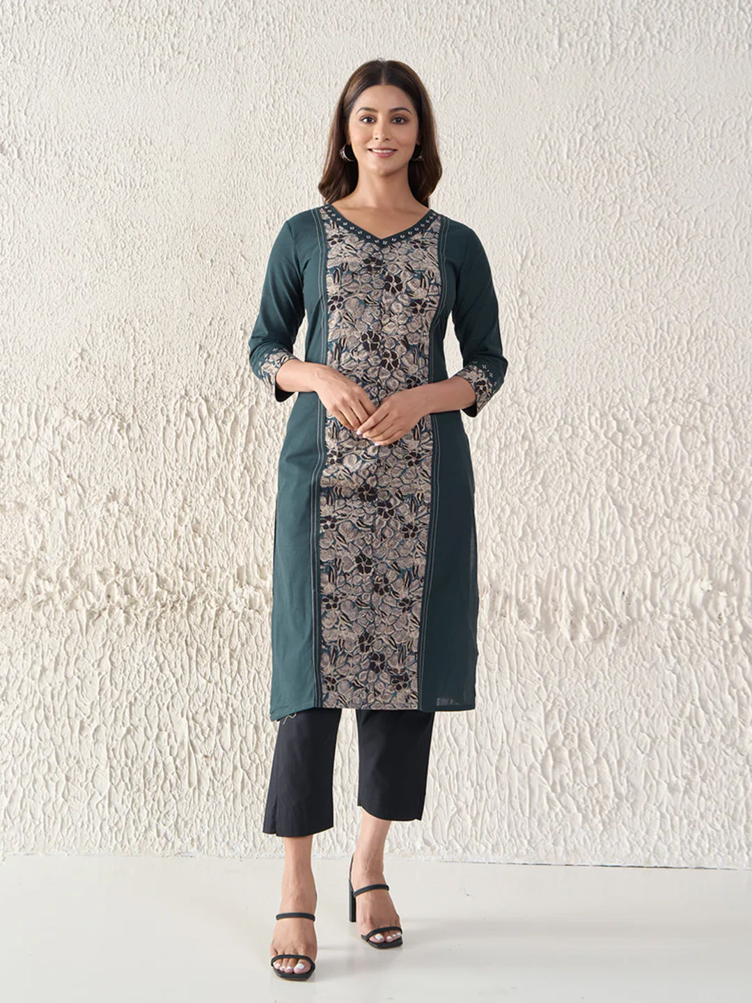 Kalamkari Printed Cotton Dark Blue Kurta