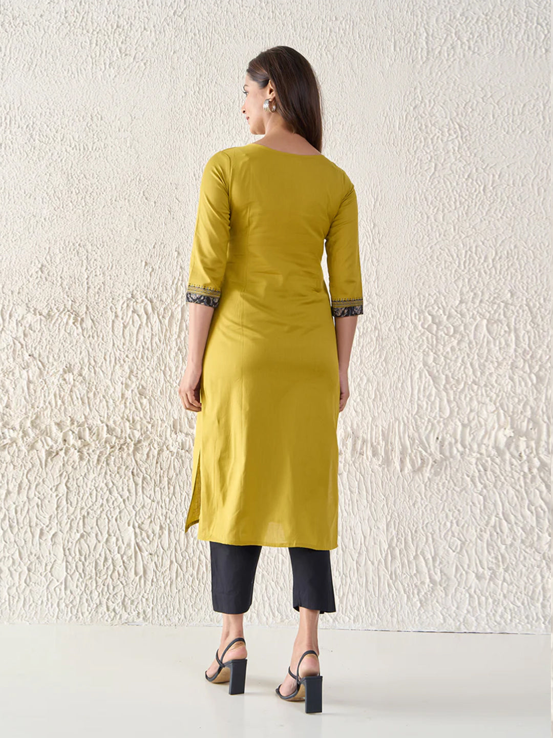 Kalamkari Printed Paneled Green Cotton Kurta