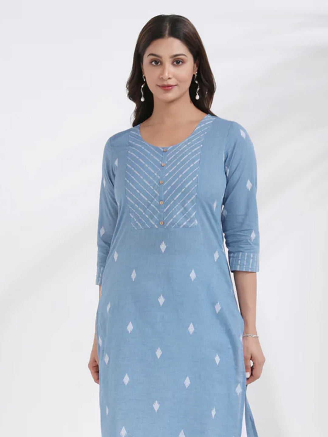 Dobby Weave Cotton Lightweight Blue Kurta