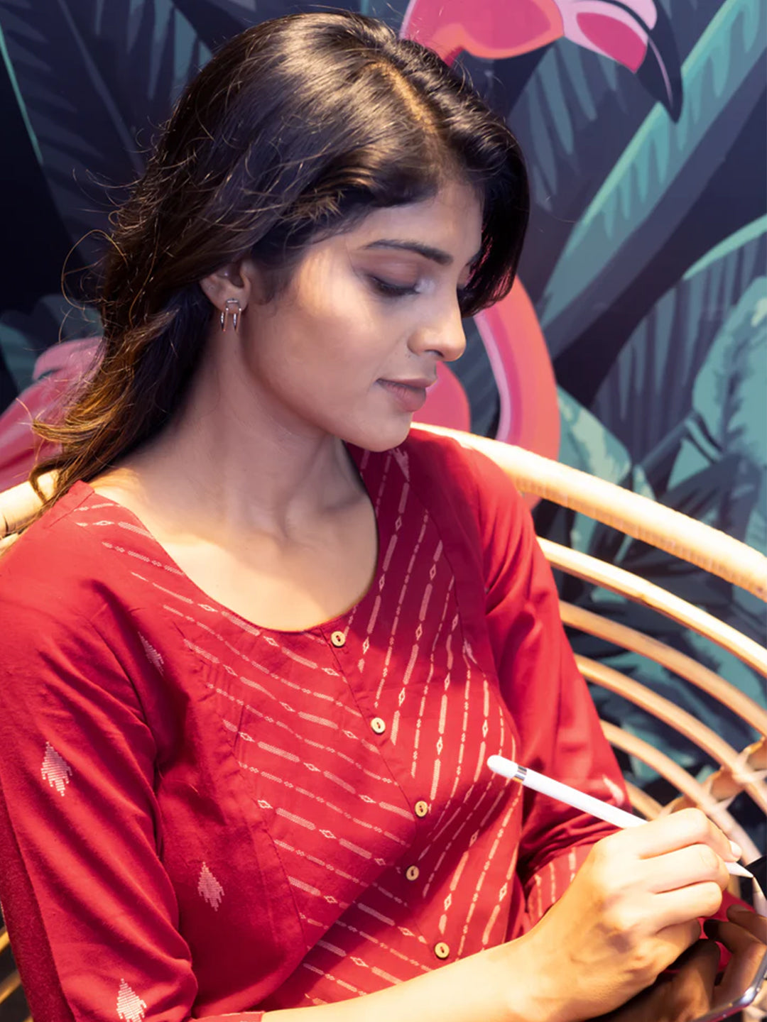 Dobby Weave Cotton Maroon Kurta