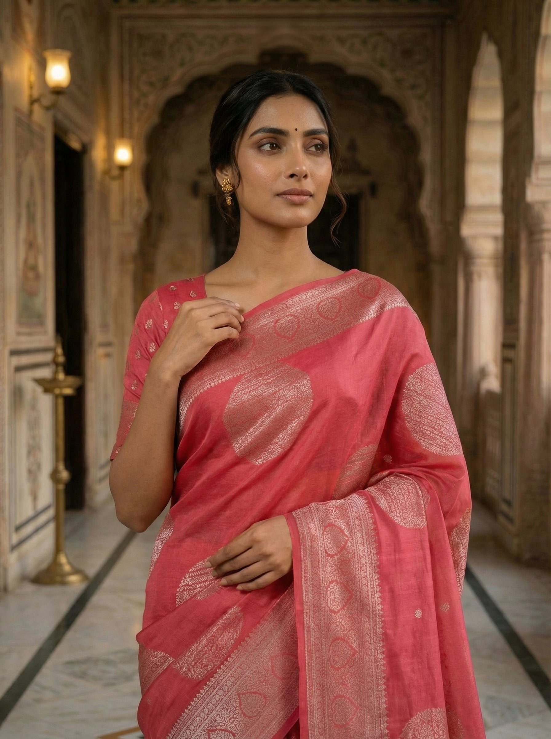 Festive Wear Zari Motif Semi Silk Saree