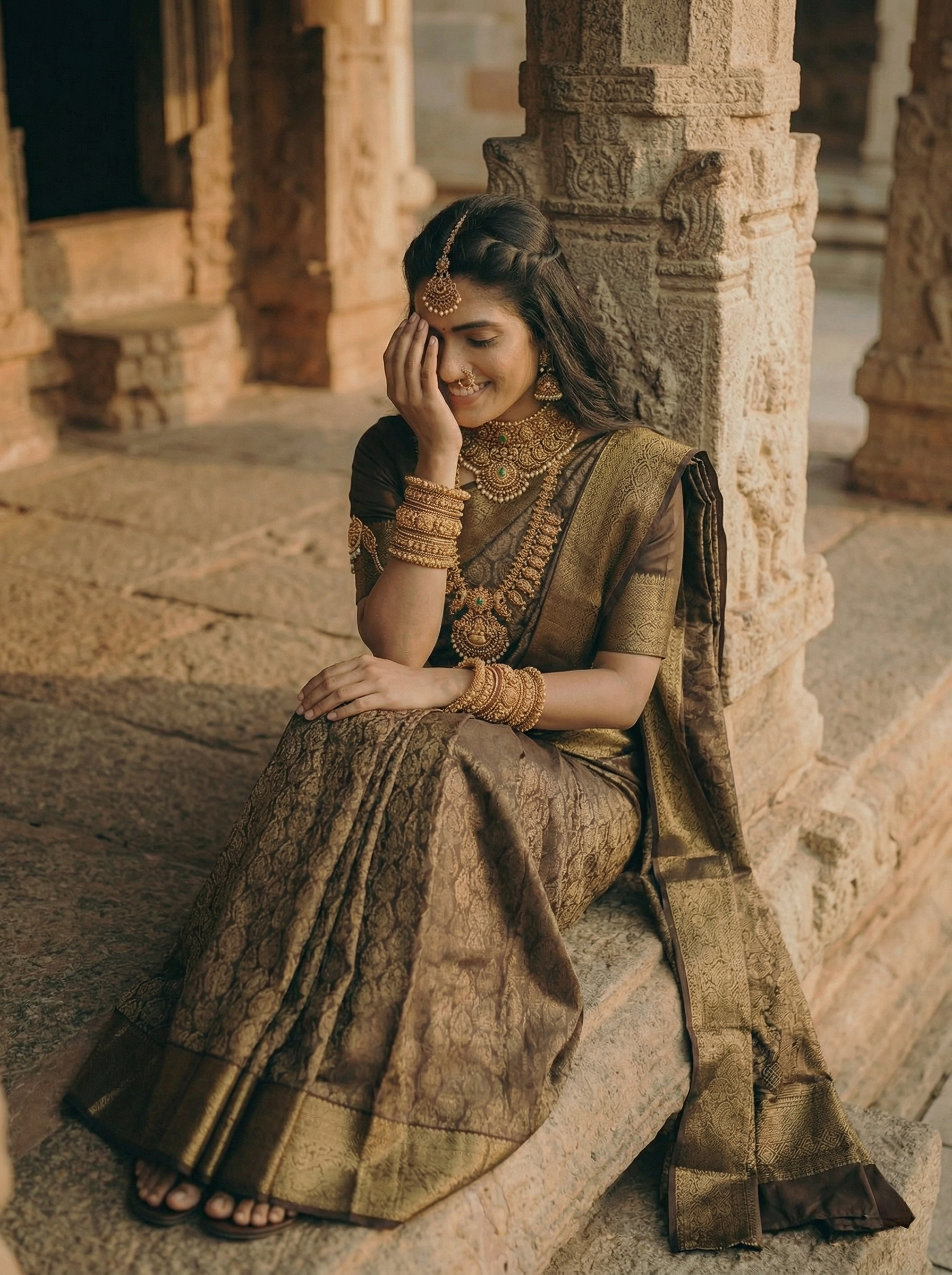 Kanjivaram Silk Coffee Brown Traditional Brocade Saree