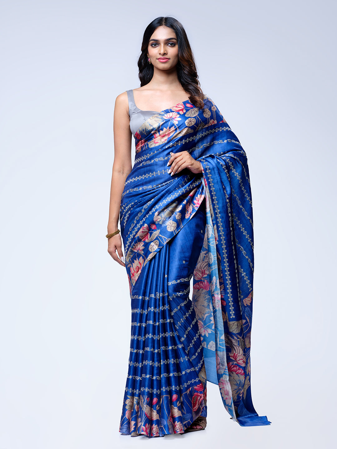French Blue Semi Tussar Saree