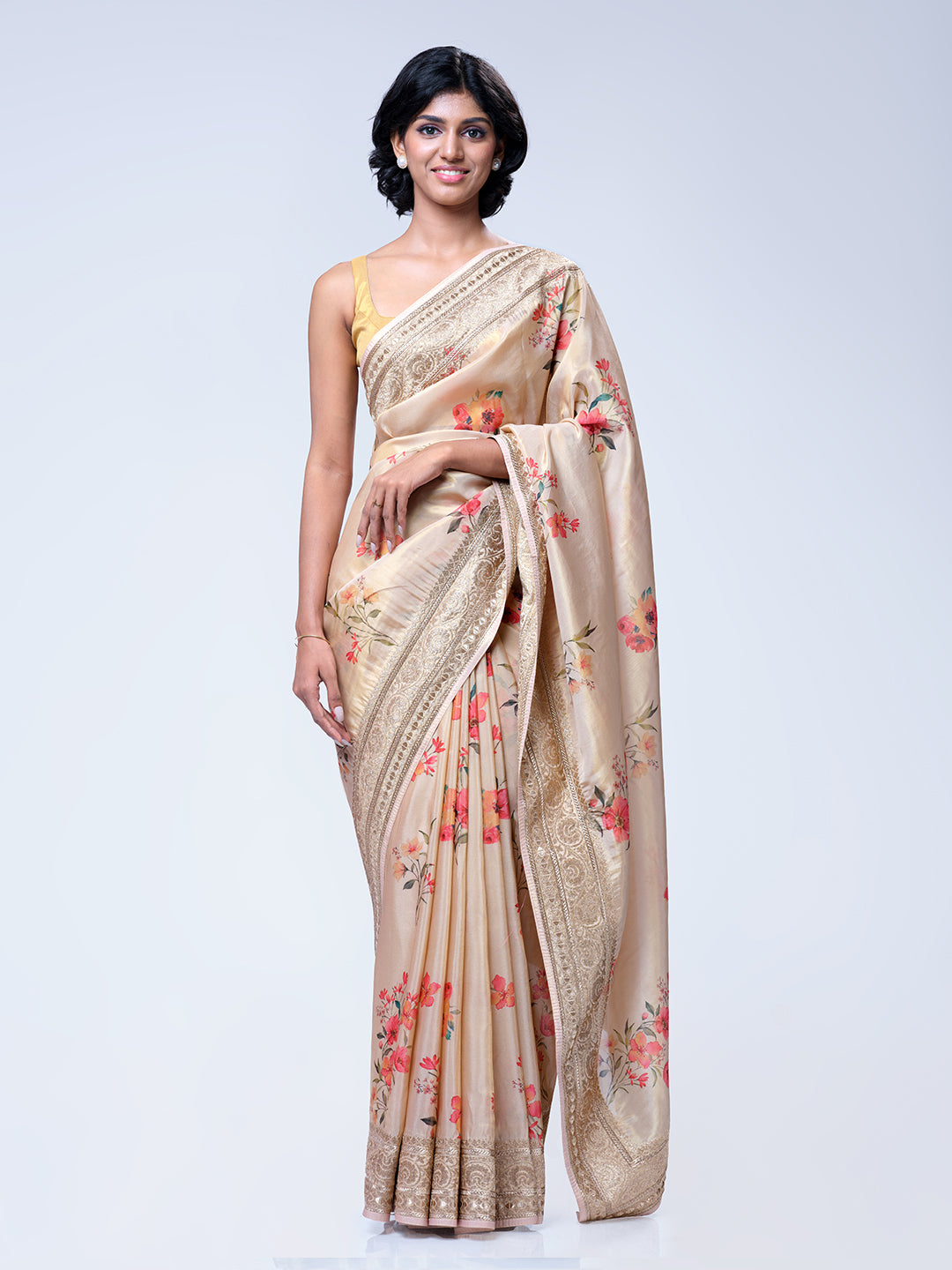 Golden Shimmer Tissue Saree
